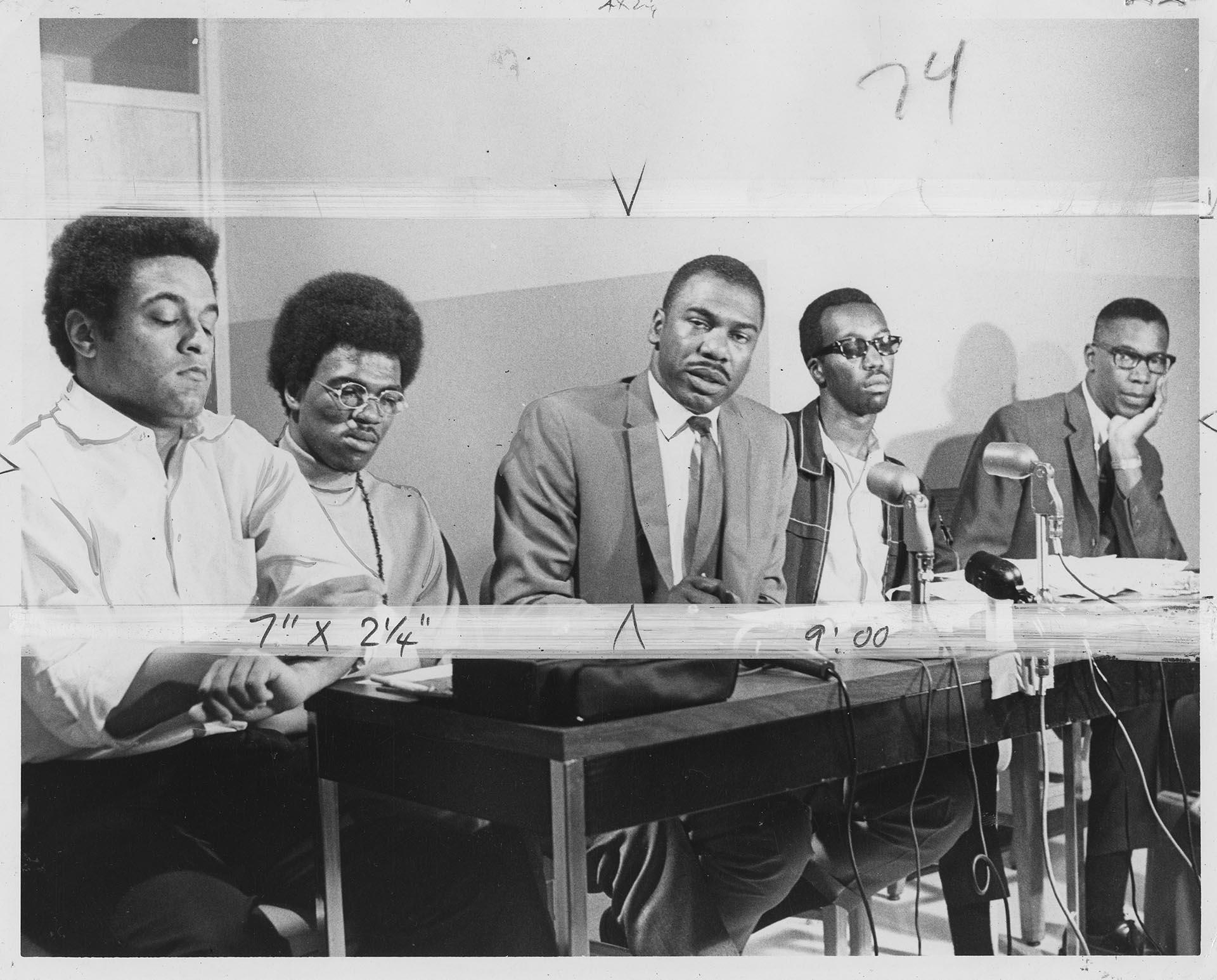 Image of Central Area representatives at press conference, July 3, 1968