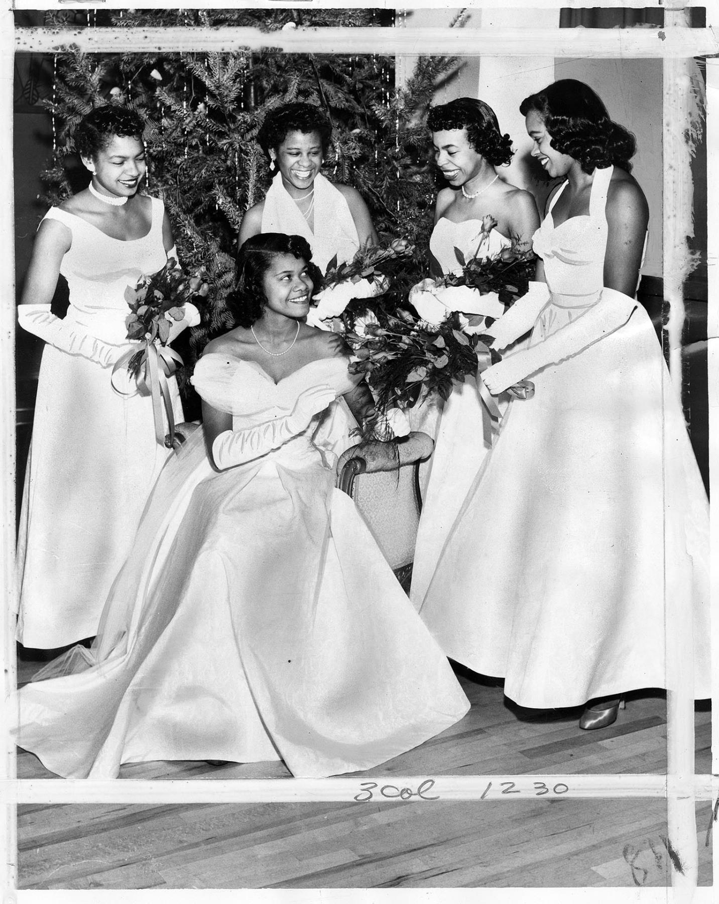 Image of Washington Rhinestone Club débutantes at annual ball, Seattle, December 16, 1954