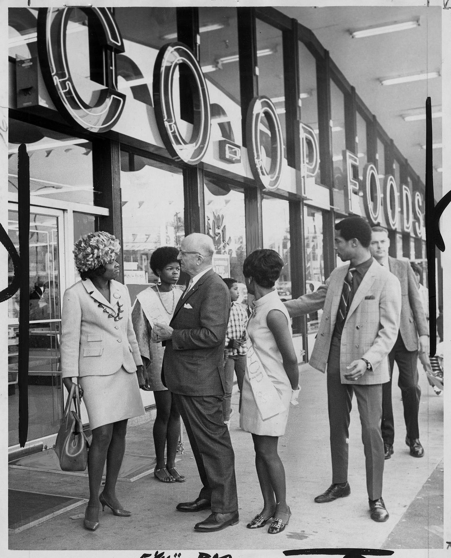 Image of Central Area Cooperative supermarket at 23rd and Madison, Seattle, March 29, 1969