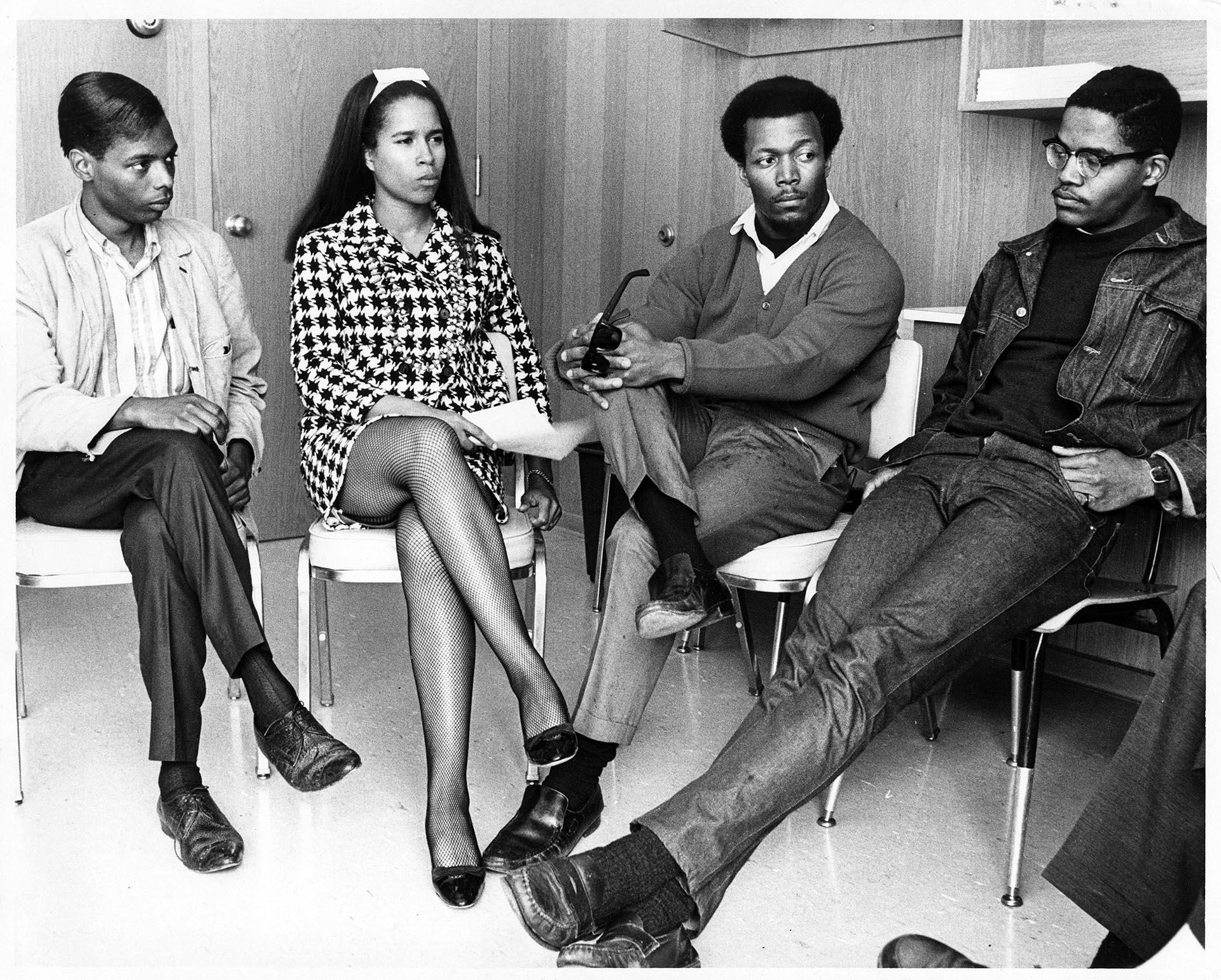 Image of Highline College Afro-American Society members at press conference, May 21, 1968