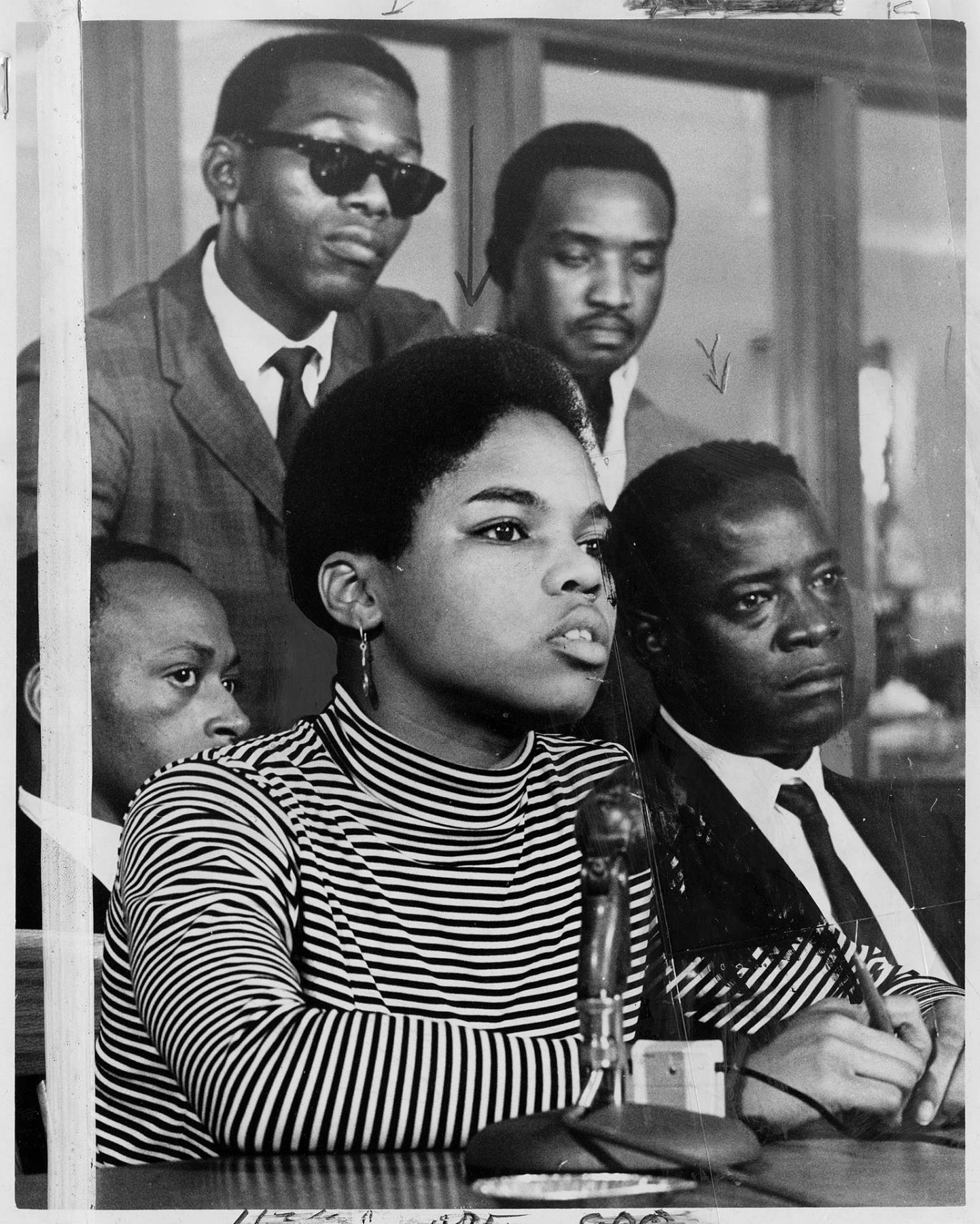 Image of Infanta Spence and other Central Area activists at press conference, August 11, 1967
