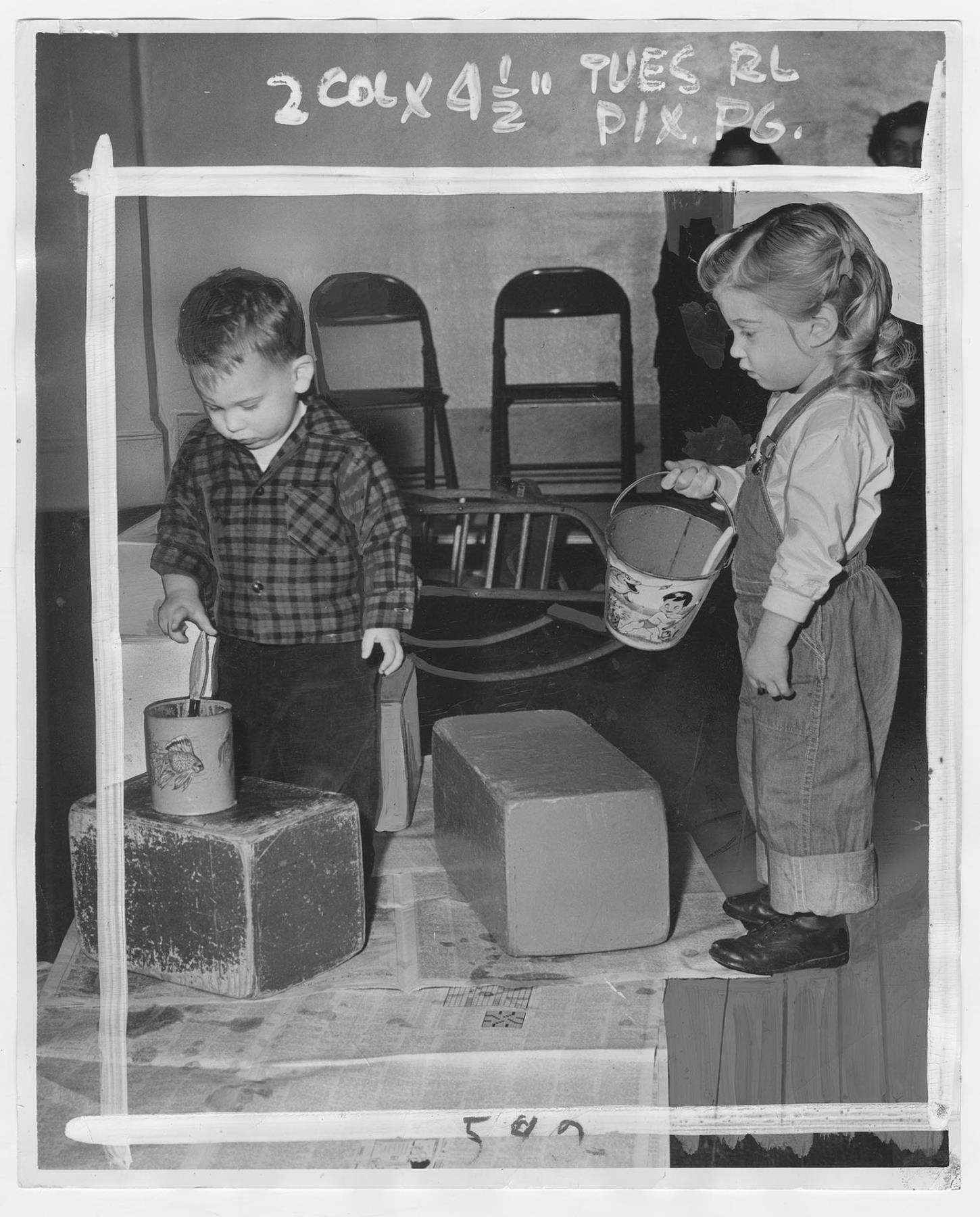 Image of Two young children playing at B. F. Day school, Seattle, November 17, 1950