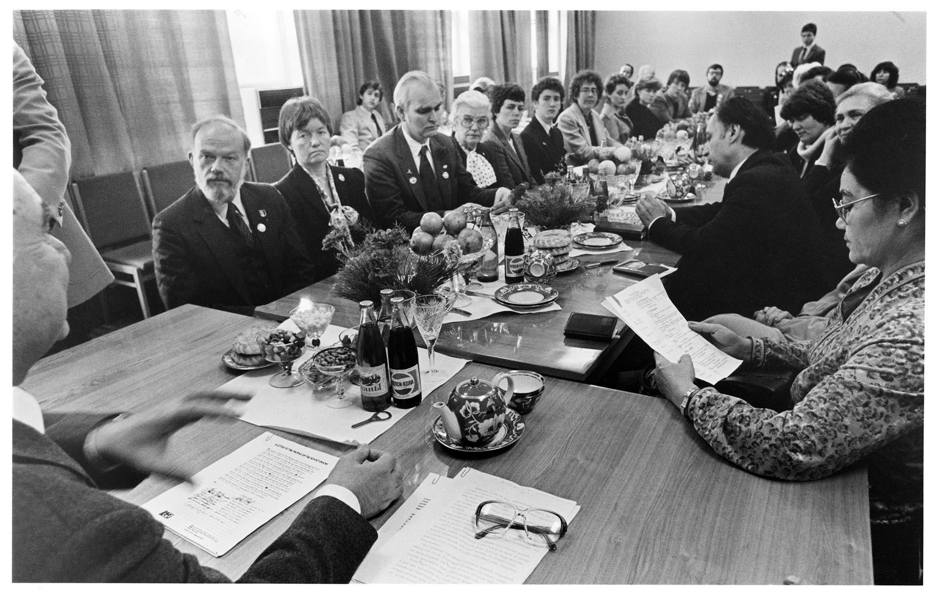Image of Seattle delegates meeting with Mayor Vahid Kazimov in Tashkent, Uzbekistan, April 14, 1983