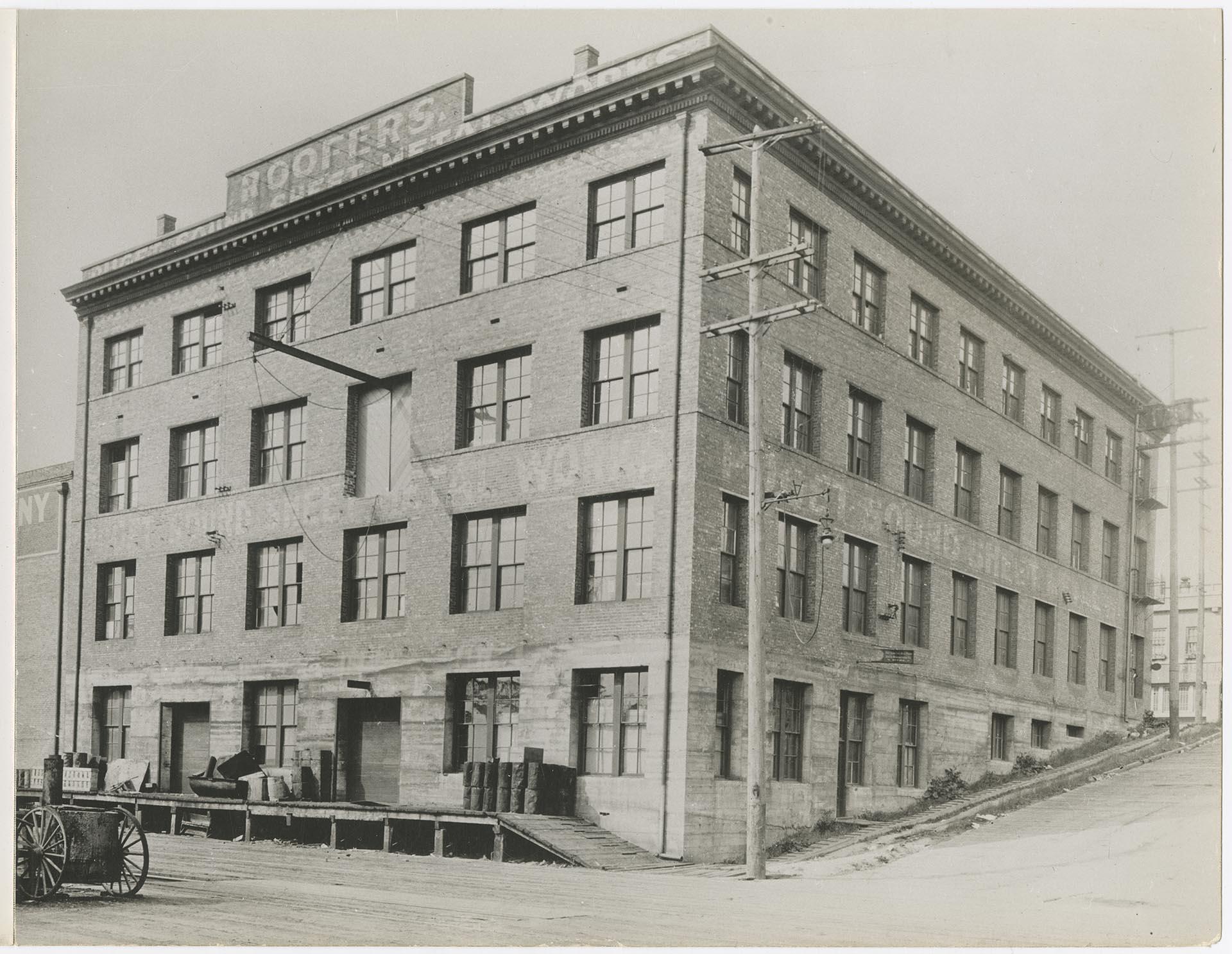 Image of Puget Sound Sheet Metal Works building on Railroad, Wall, and Elliot Avenues, Seattle, circa 1914