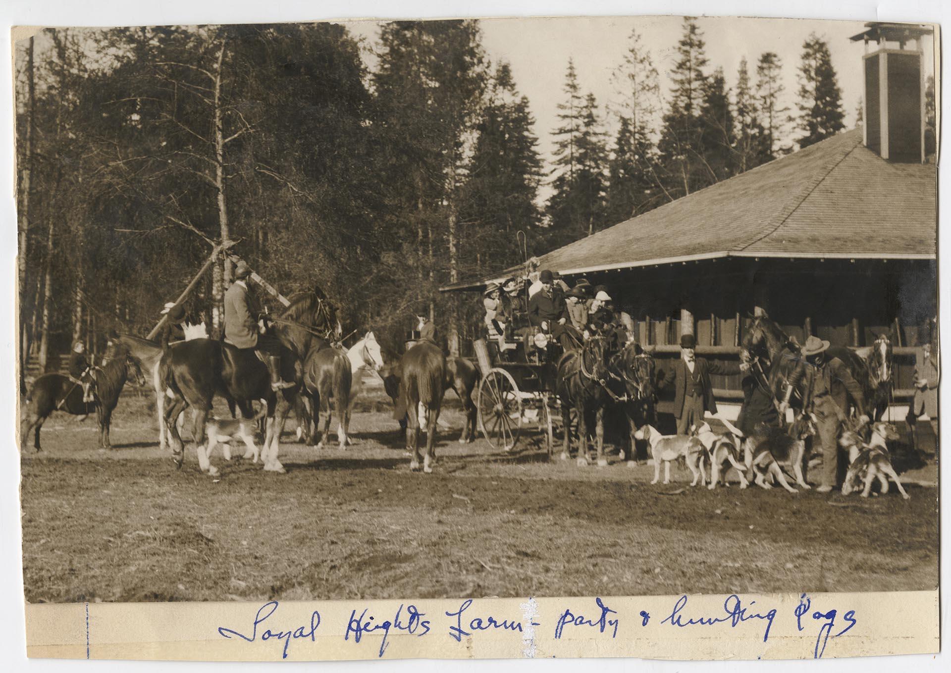 Image of Hunting party outside the Treat family farm, Seattle, circa 1910