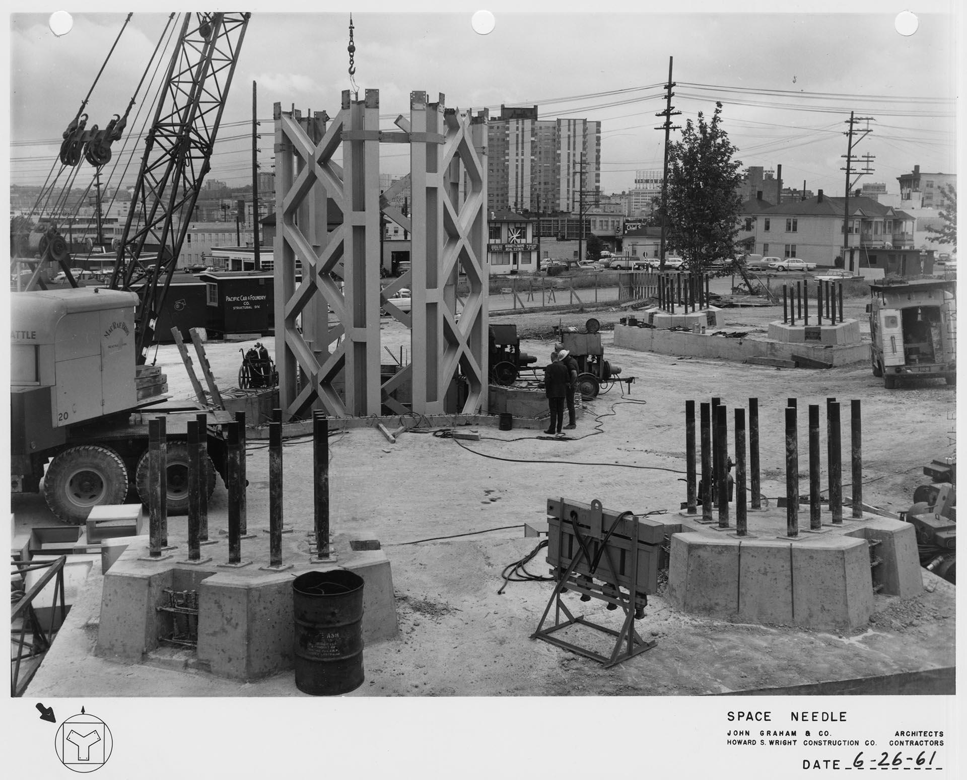 Image of Core section of Space Needle under construction, June 26, 1961