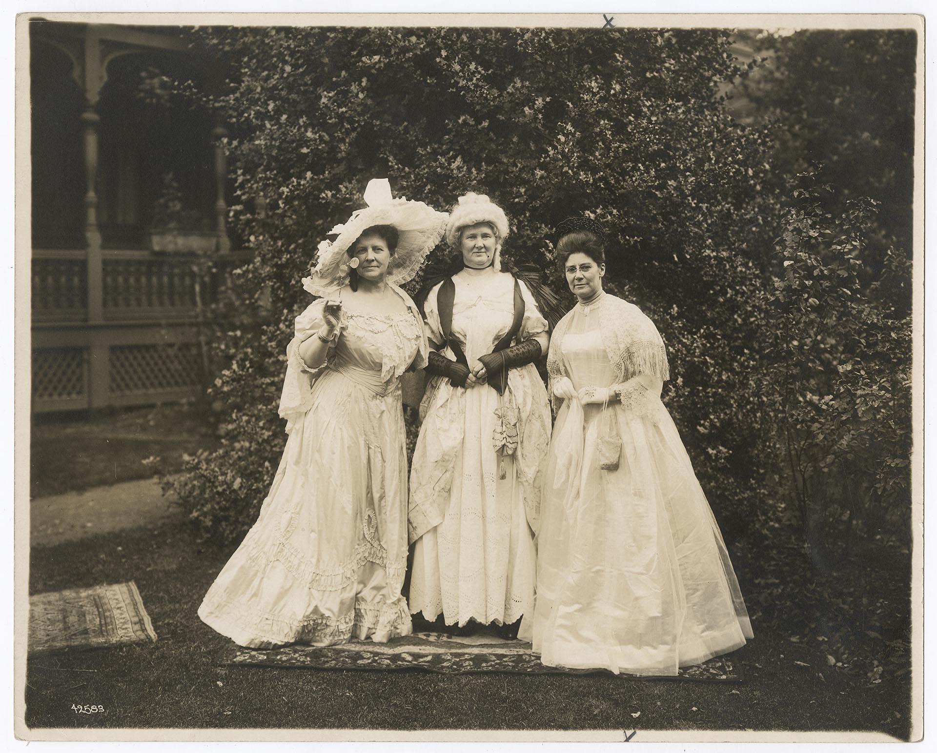 Image of Three women in costume at Founders' Day Ball, Seattle, 1914