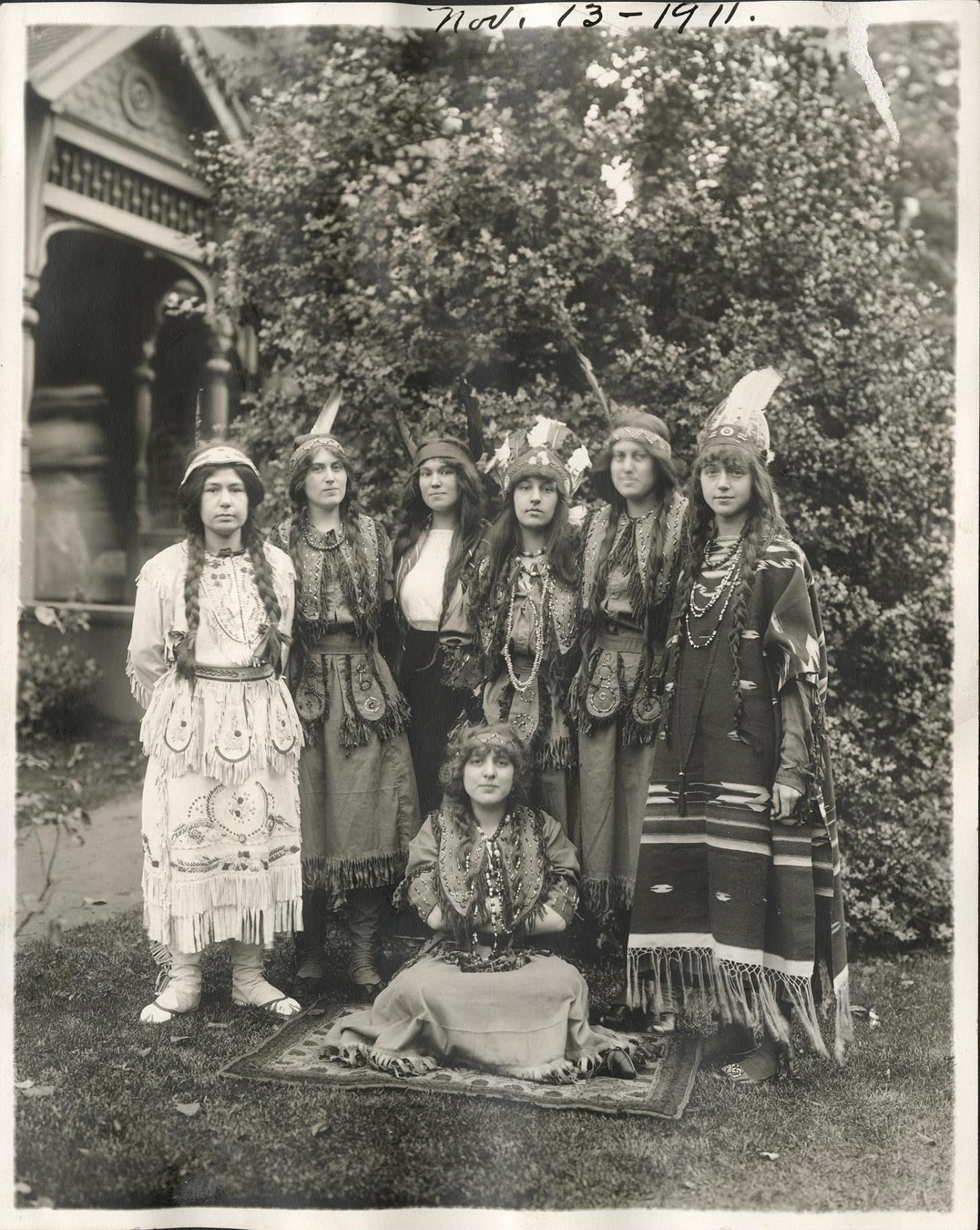 Image of Group of young women in redface at Founders' Day Ball, Seattle, November 13, 1911