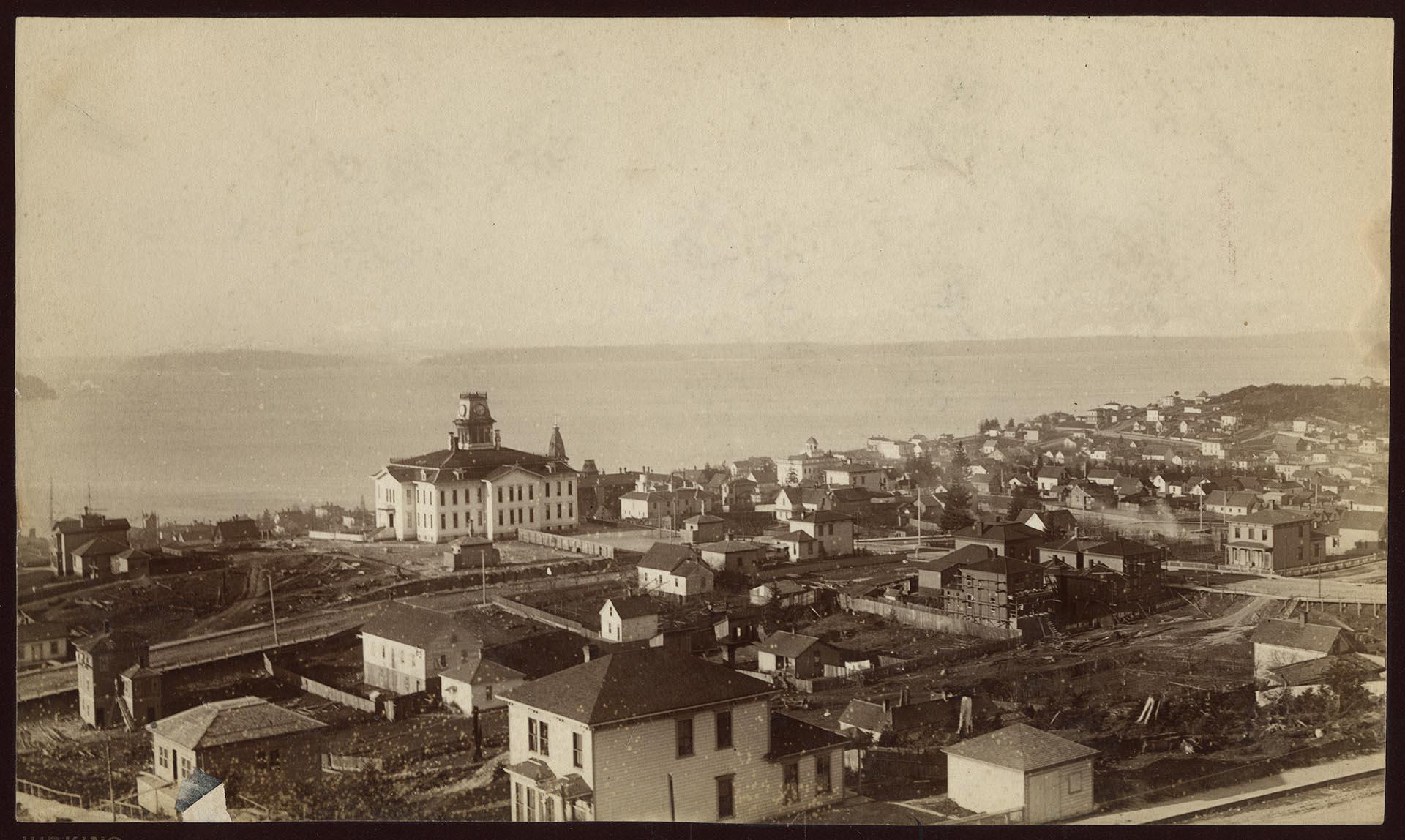 Image of View from First Hill toward Elliott Bay, Seattle, circa 1885