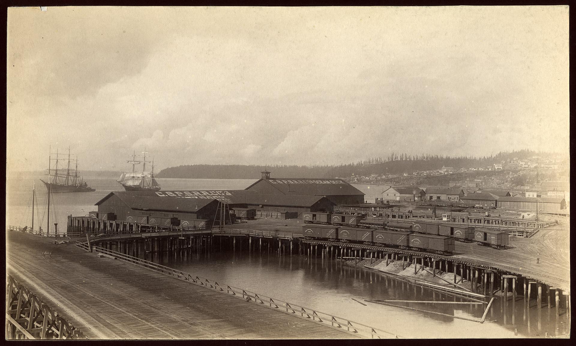 Image of King Street Coal Works dock on Elliott Bay, Seattle, circa 1885