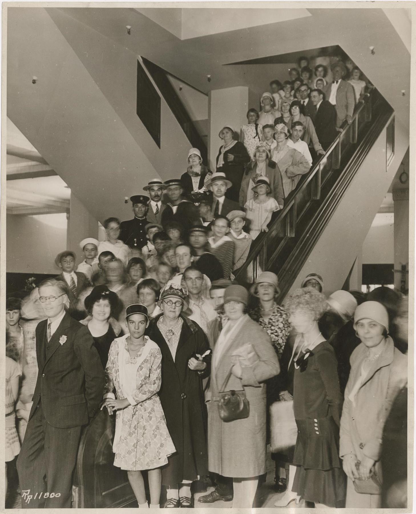 Image of Crowd on escalator at the Bon Marché department store, Seattle, 1929