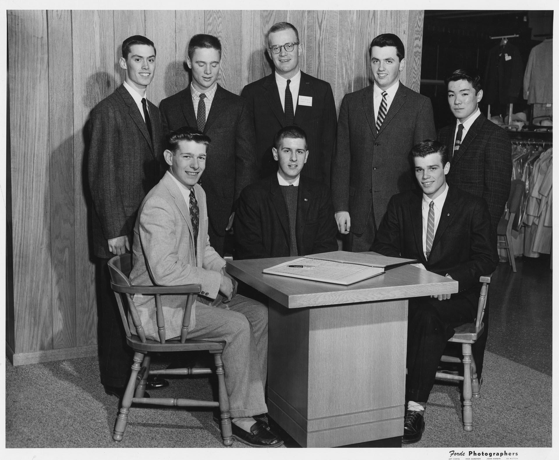 Image of Seattle high school students at the Bon Marché Varsity Shop, Seattle, circa 1958