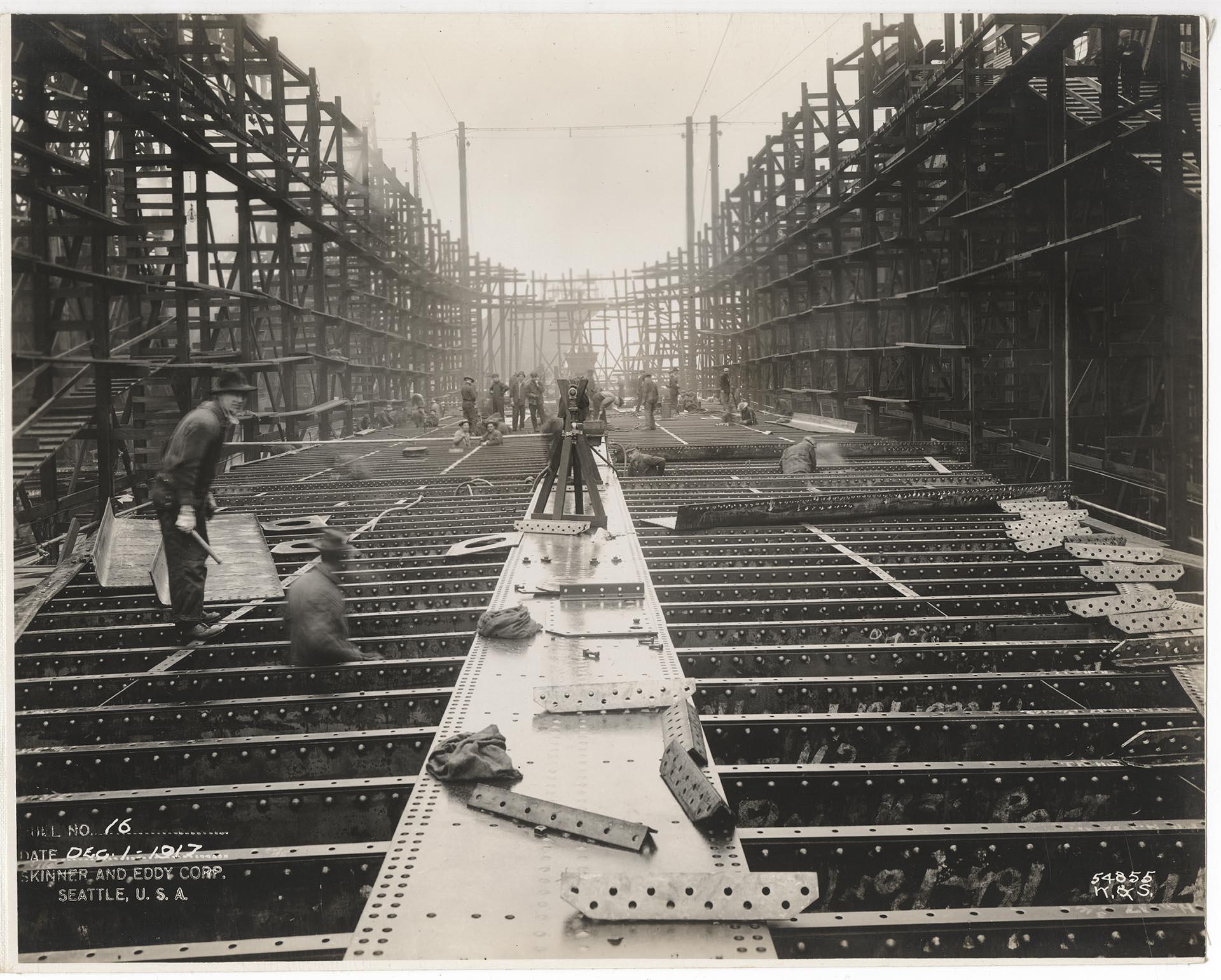 Image of SS David Rodgers under construction, Skinner & Eddy Corp., Seattle, December 1, 1917