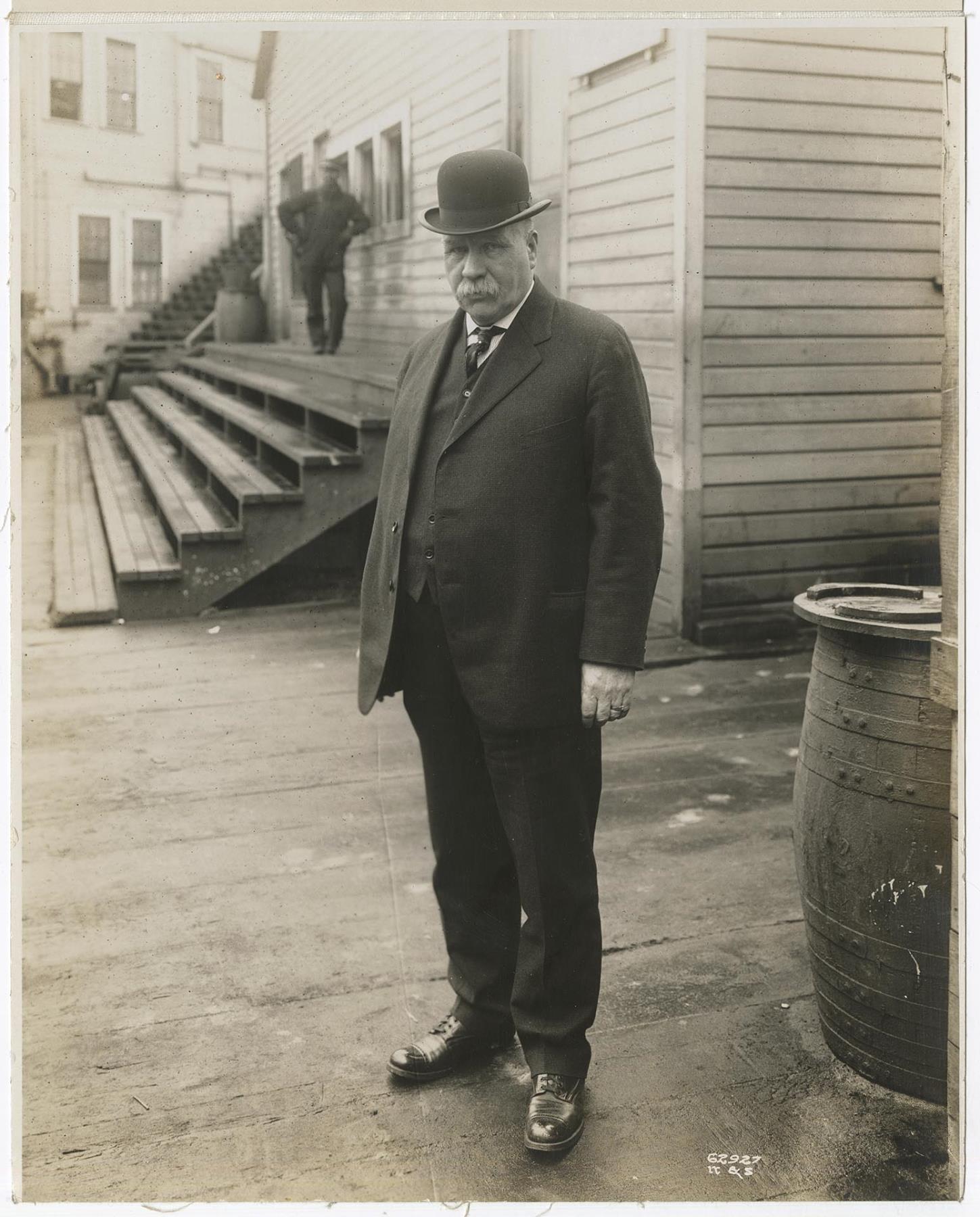 Image of David Rodgers at Skinner & Eddy Corporation shipyard, Seattle, circa 1918