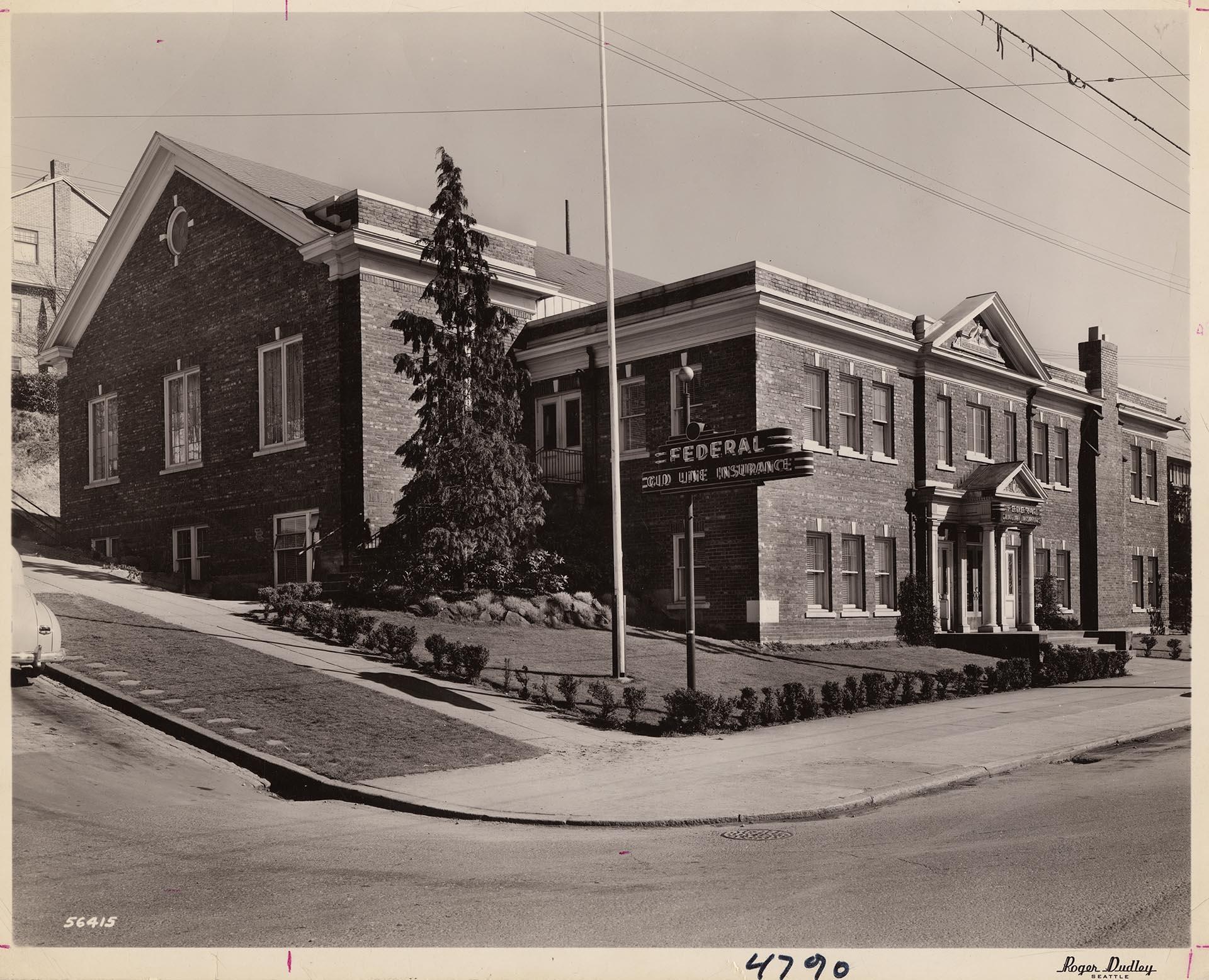 Image of Exterior of KIRO Radio Station at Federal Old Line Insurance Building, Seattle, circa 1957