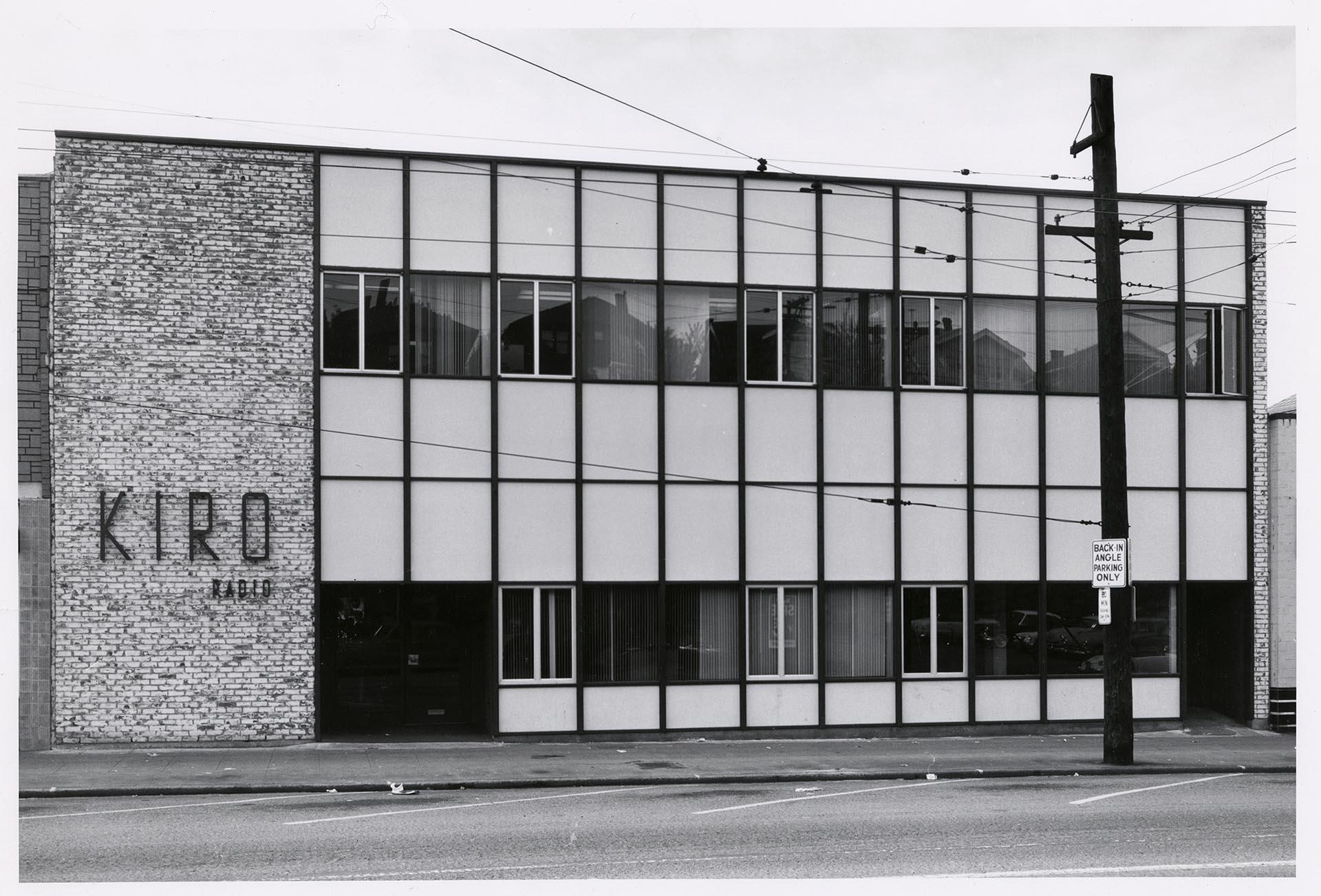 Image of Exterior of KIRO Radio Station building on Queen Anne Avenue North, Seattle, circa 1968