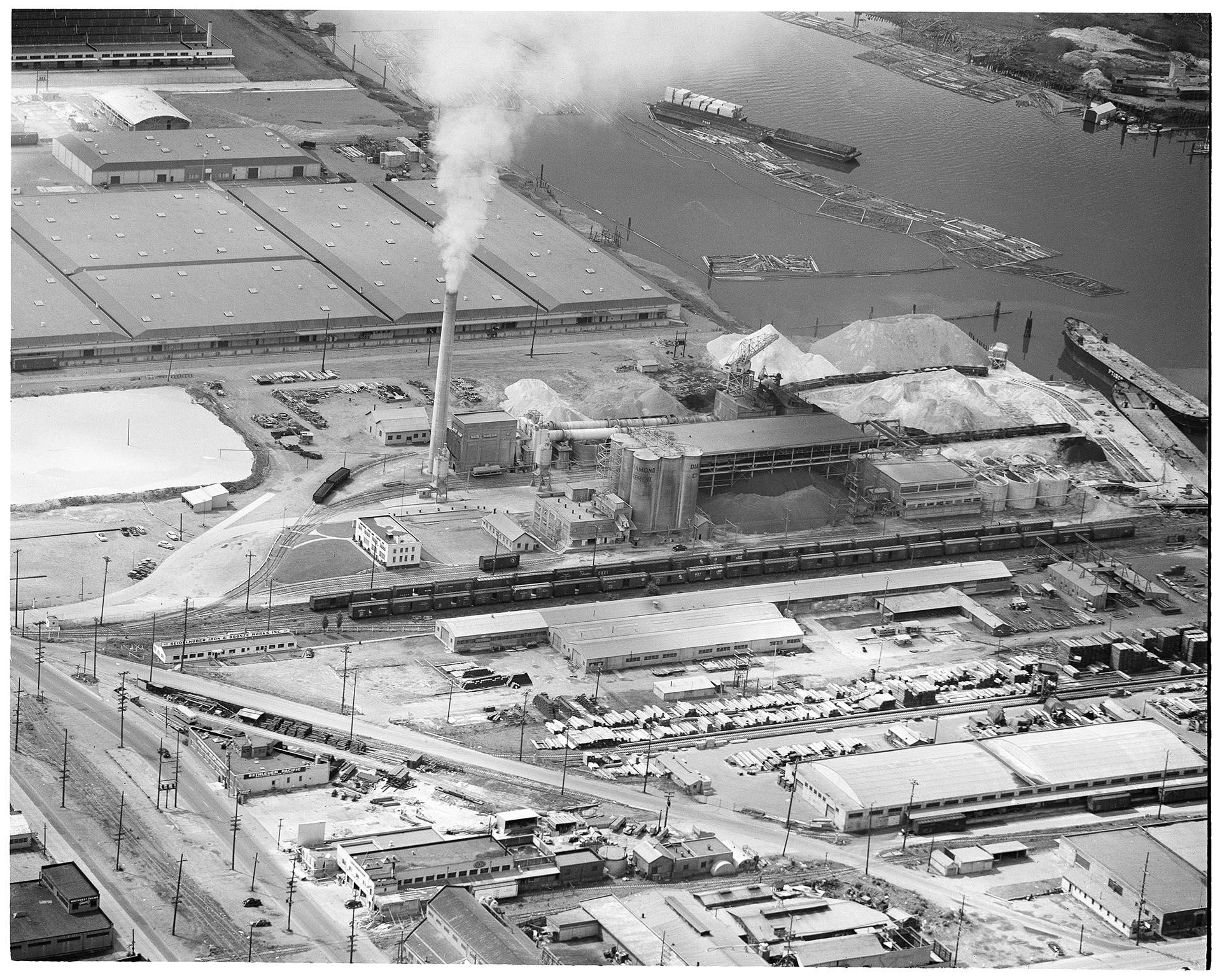 Image of Aerial view of Pacific Coast Cement Company, Seattle, May, 1953