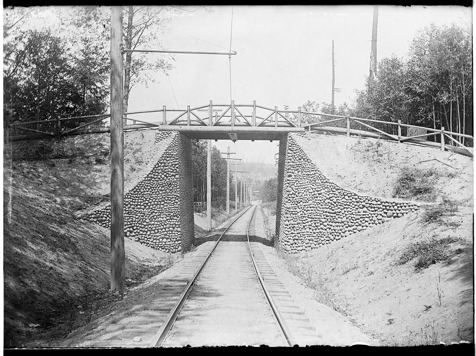 Image of Bridge above railroad tracks in Woodland Park, Seattle, September 1, 1904