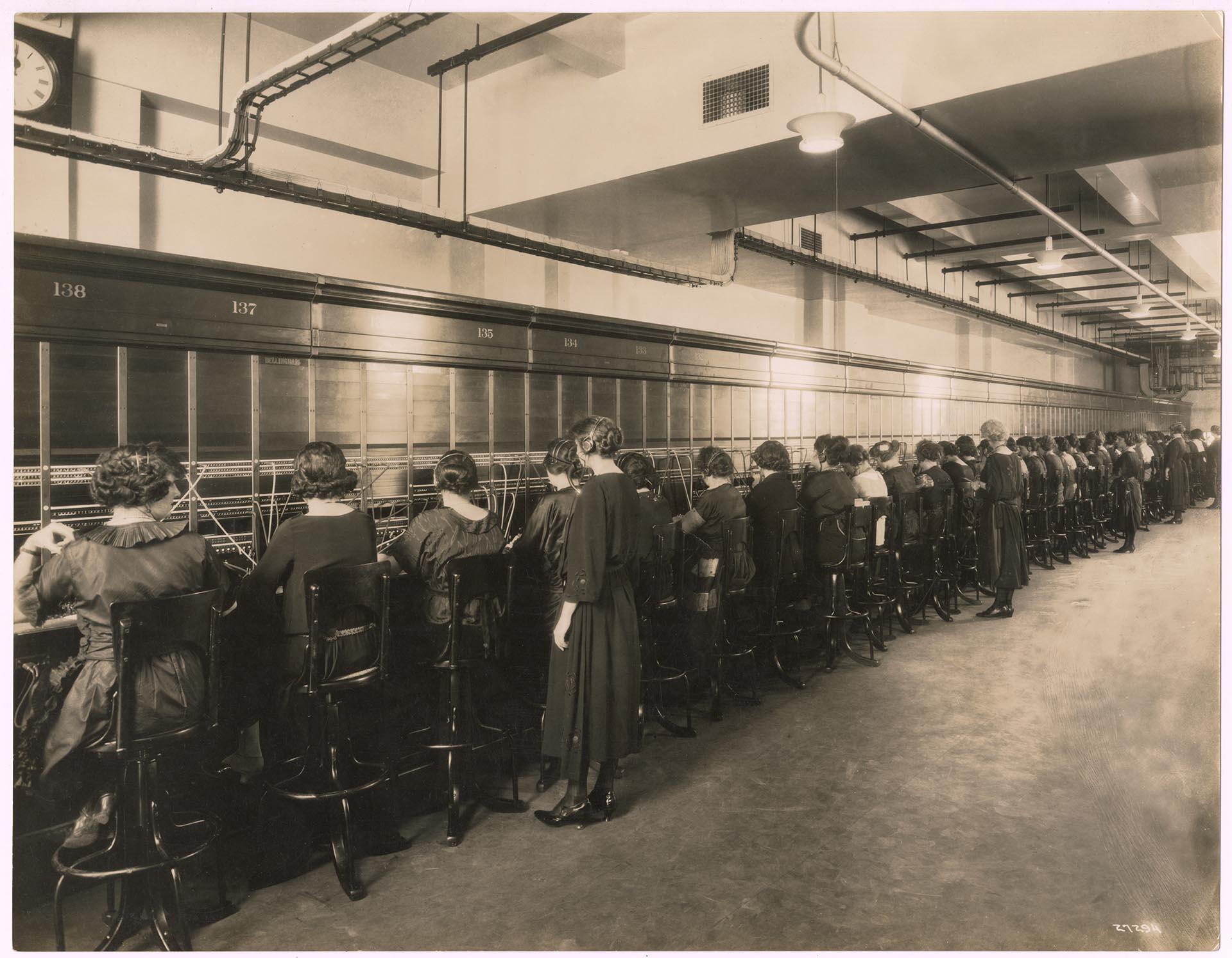 Image of PT&T operators working at Garfield Exchange, Seattle, circa 1921