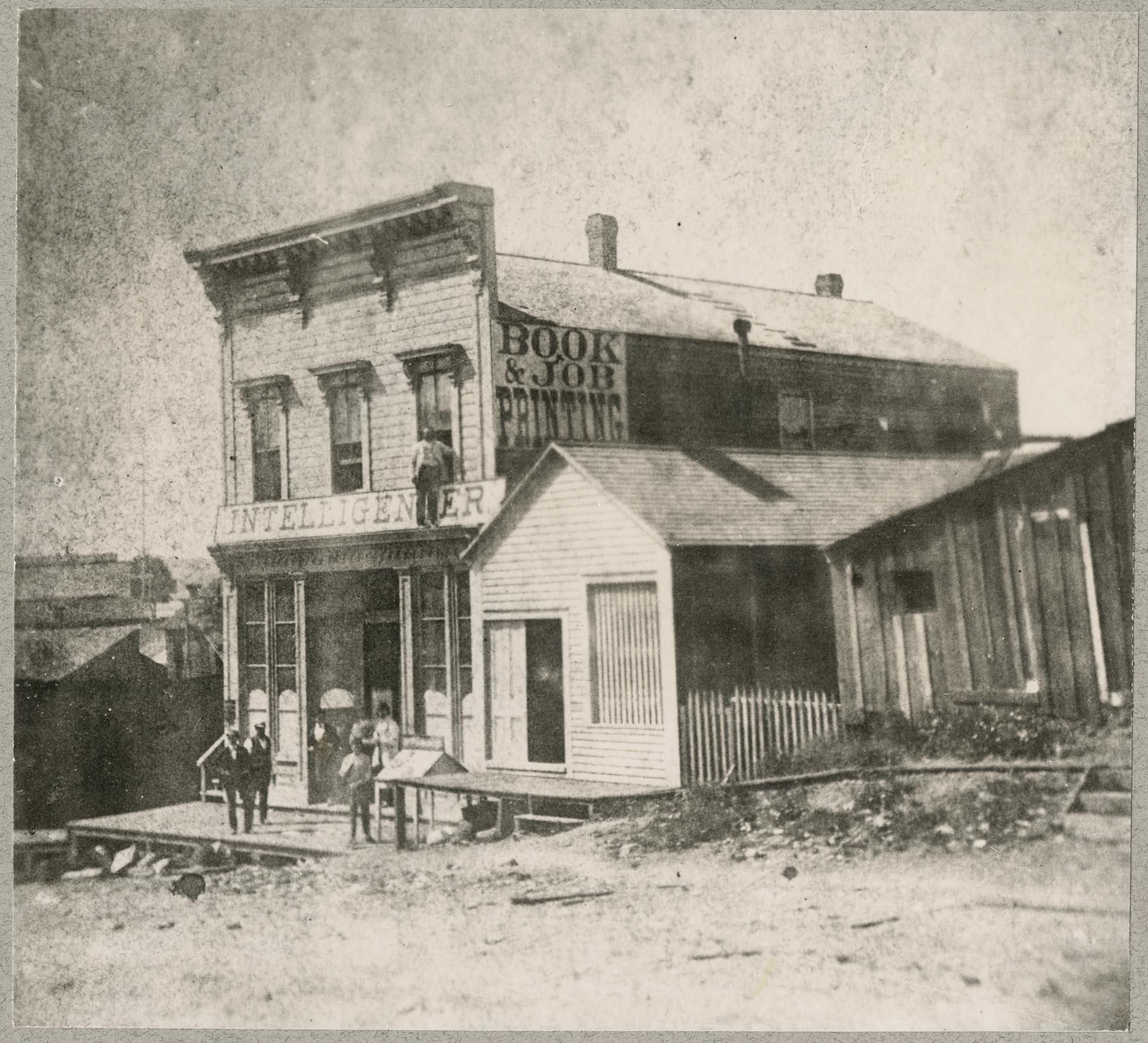 Image of Intelligencer building at 1st and Cherry, circa 1876