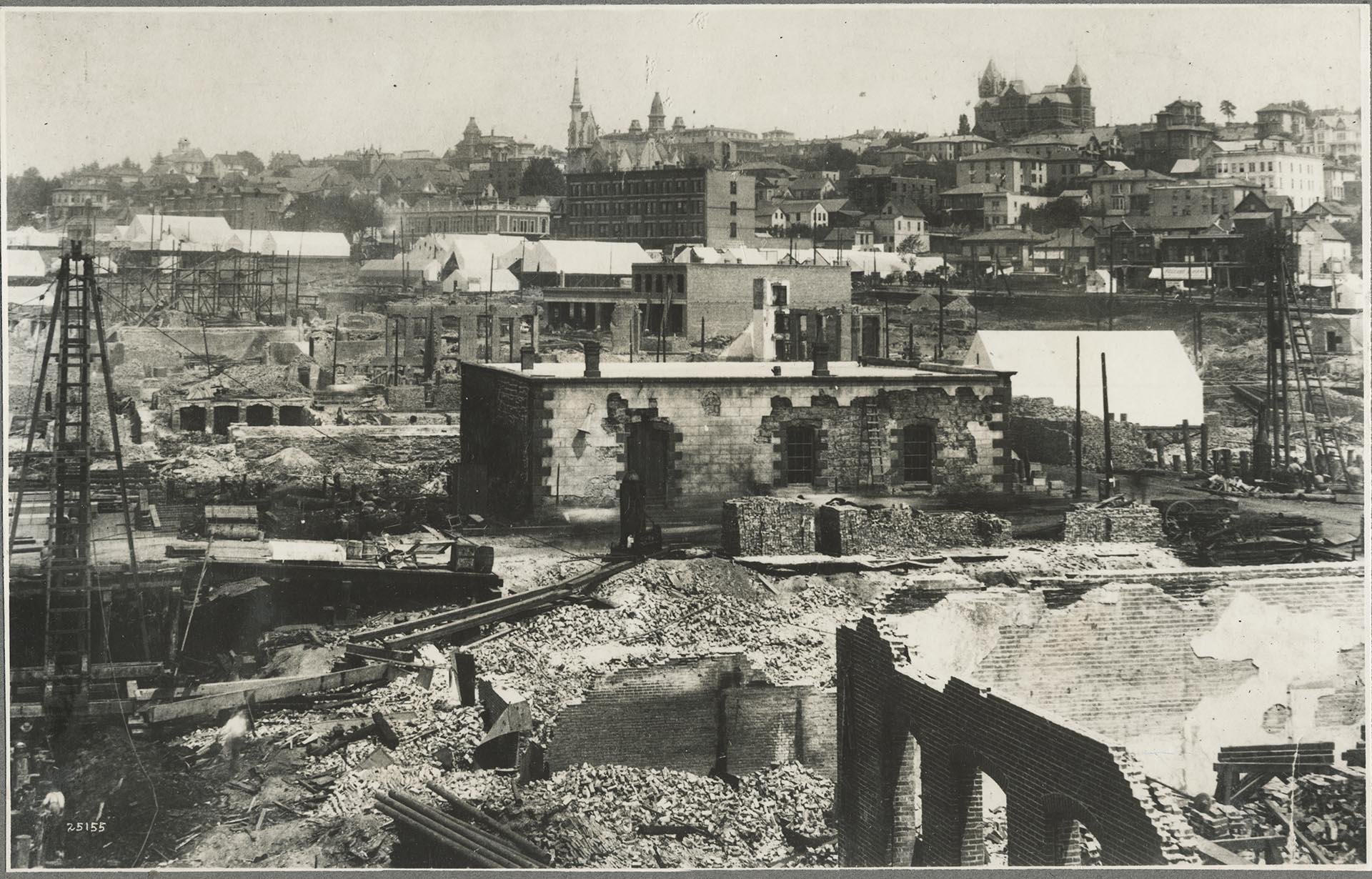 Image of Ruins of Dexter Horton Bank building after Great Fire, Seattle, June 1889