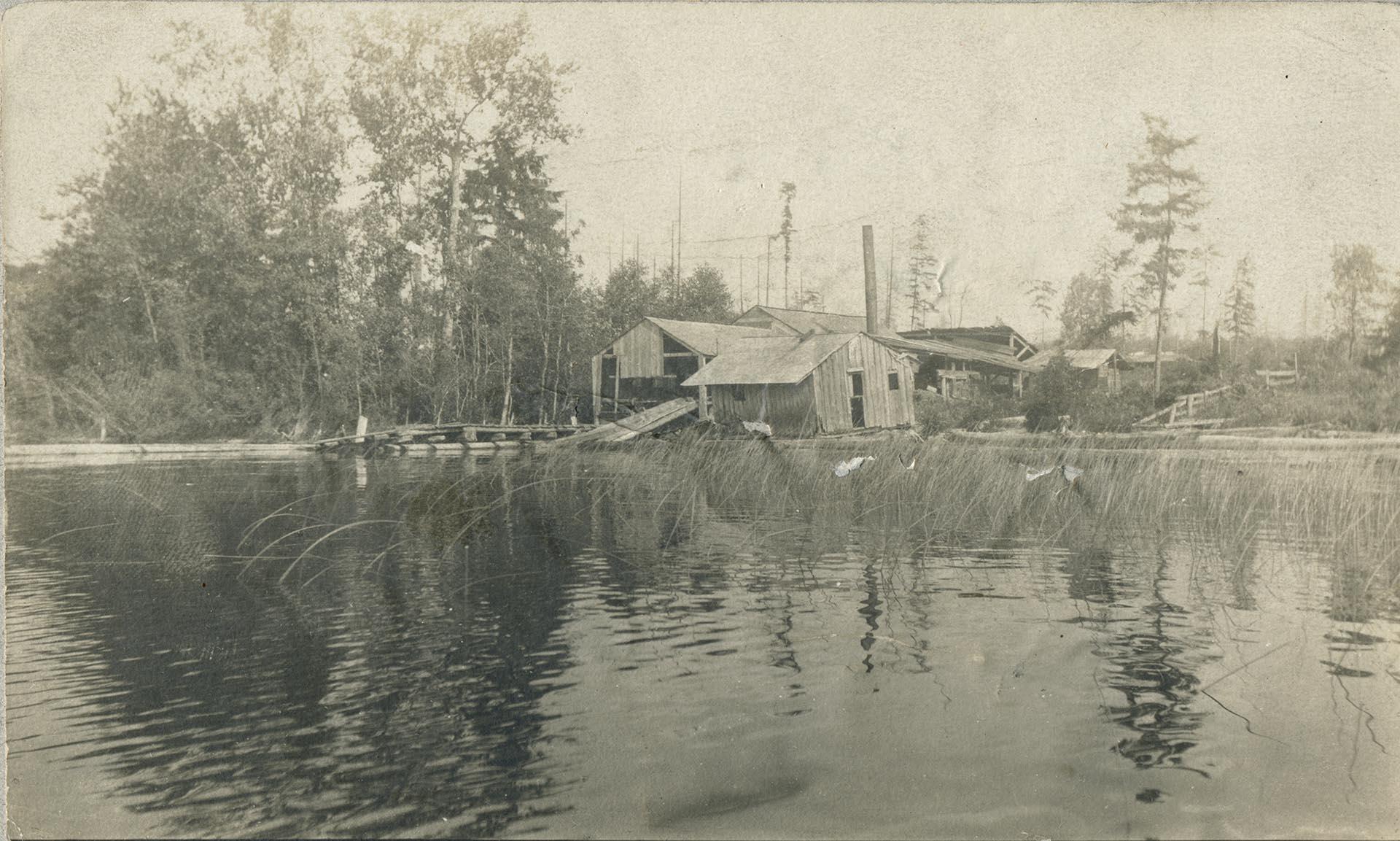 Image of Early mill on Lake Washington, circa 1885