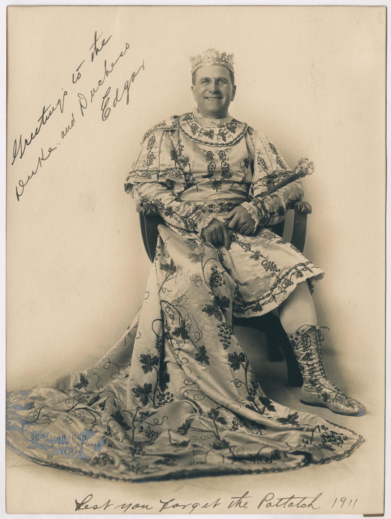 Image of Portrait of Potlatch King Edgar L. Webster, Seattle, 1911