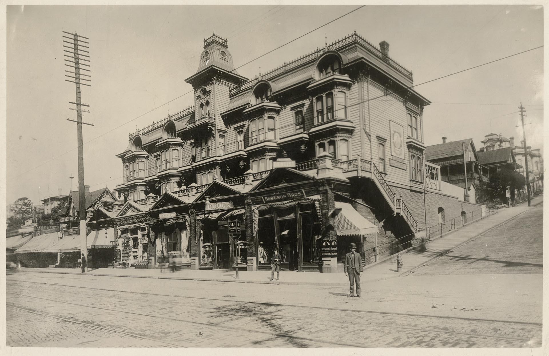 Image of Stetson Post building at 2nd Ave. at Marion St., Seattle, circa 1895