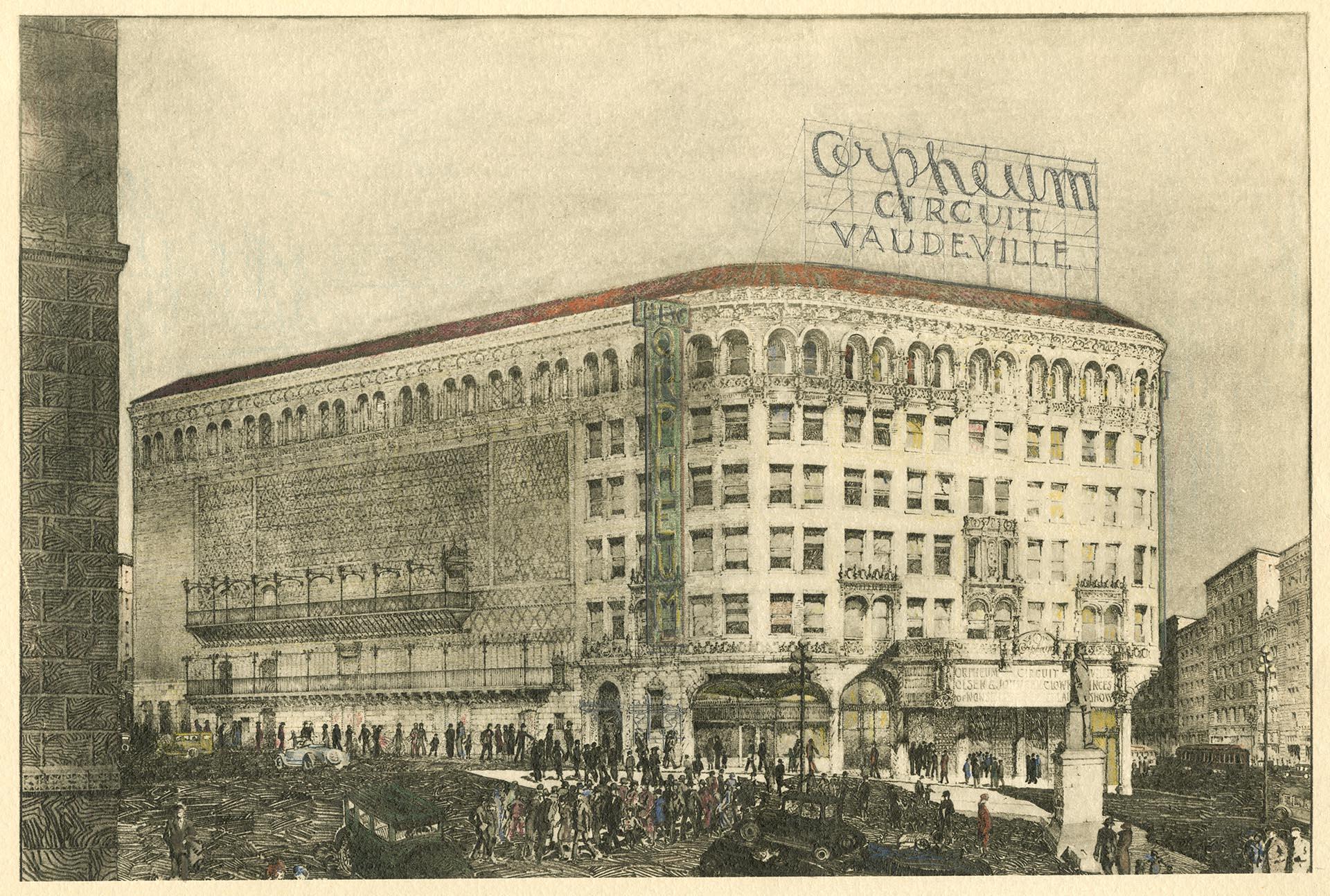 Image of Drawing of Orpheum theater, Seattle, circa 1927