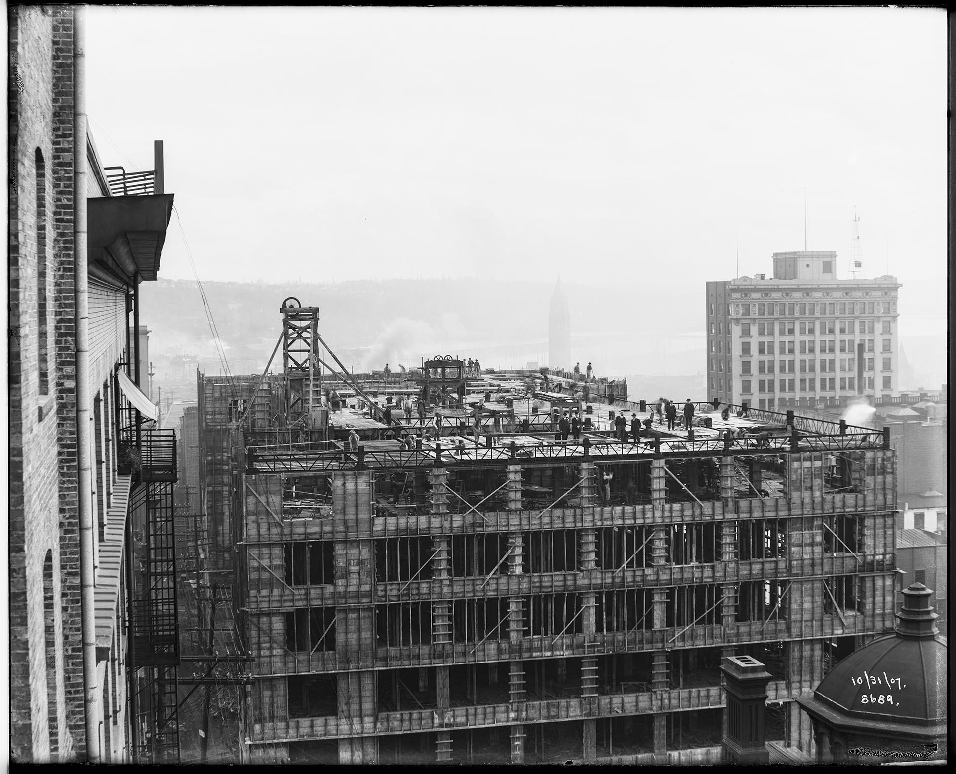 Image of Central Building under construction, Seattle, October 31, 1907
