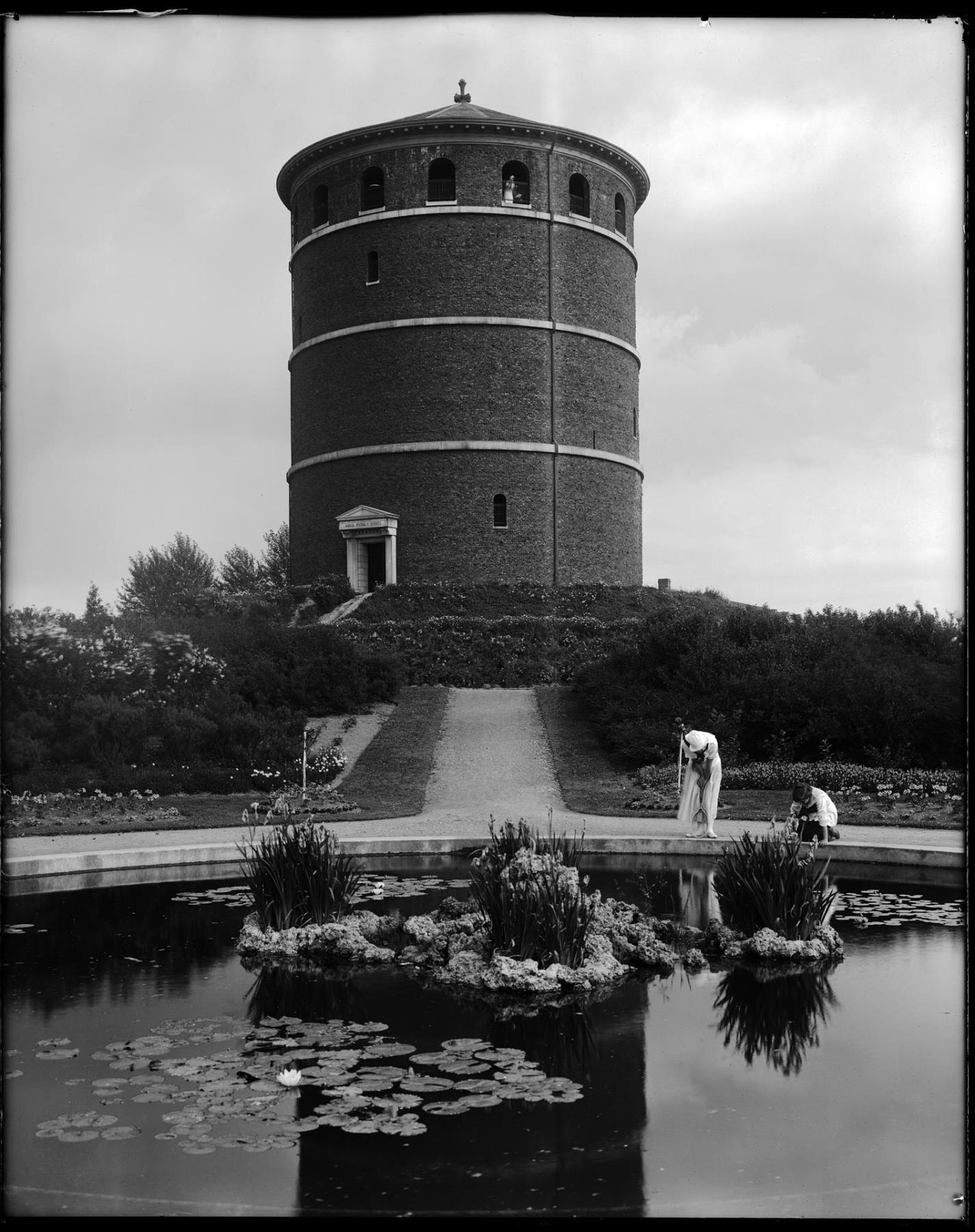 Image of Women visiting Volunteer Park Water Tower, circa 1925