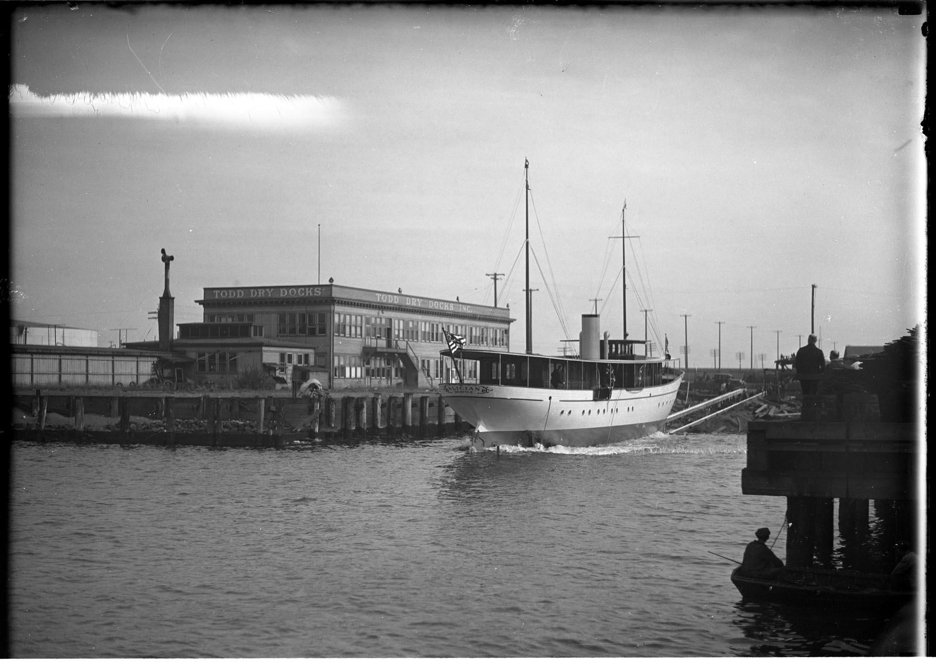 Image of Launching of Alician at Todd Shipyards, Seattle, 1924
