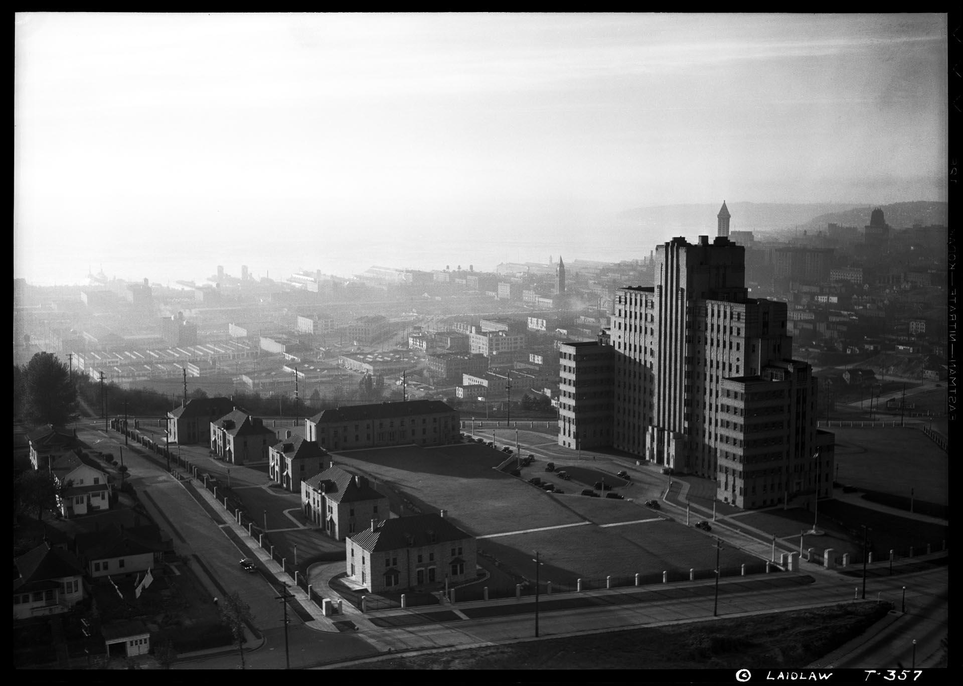 Image of Aerial view of Marine Hospital, Seattle, 1937