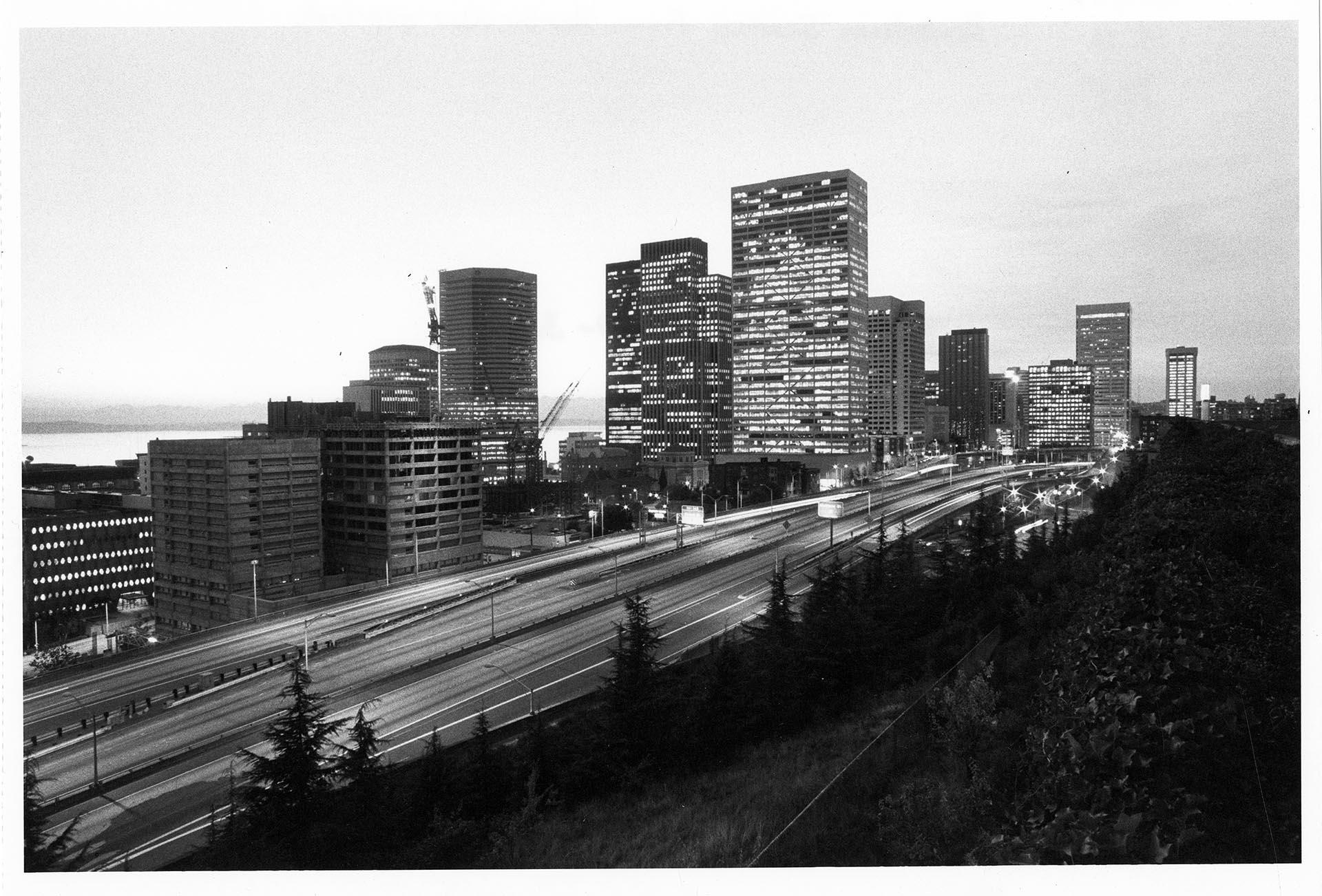 Image of Downtown Seattle from Harborview park, September 23, 1983