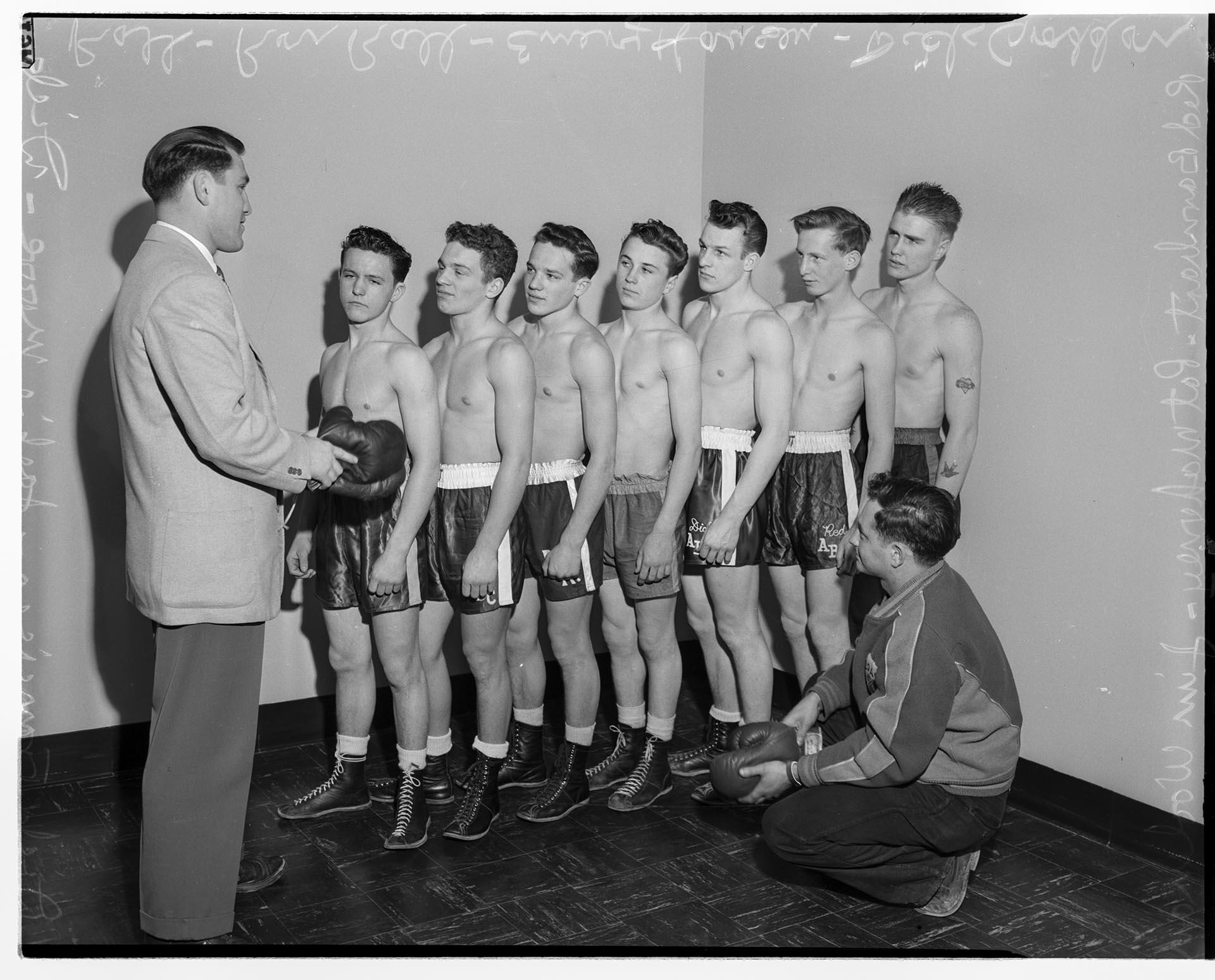Image of Greenwood Boys' Club boxing team, December 1949