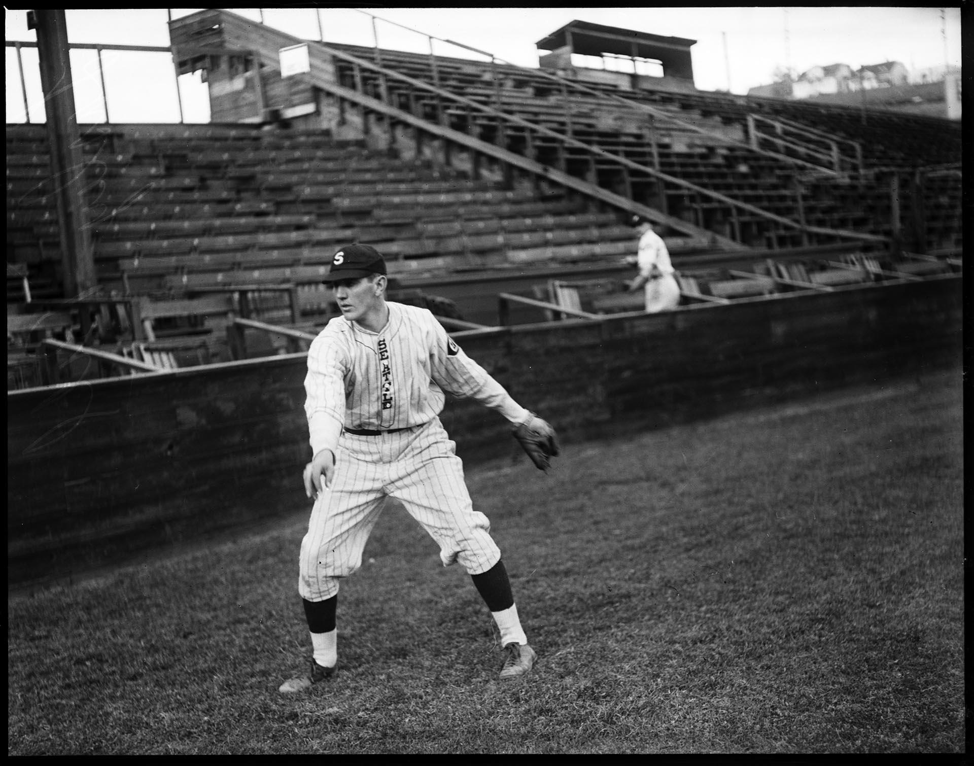 Image of Bill Lasley at Dugdale Field, Seattle, circa 1928