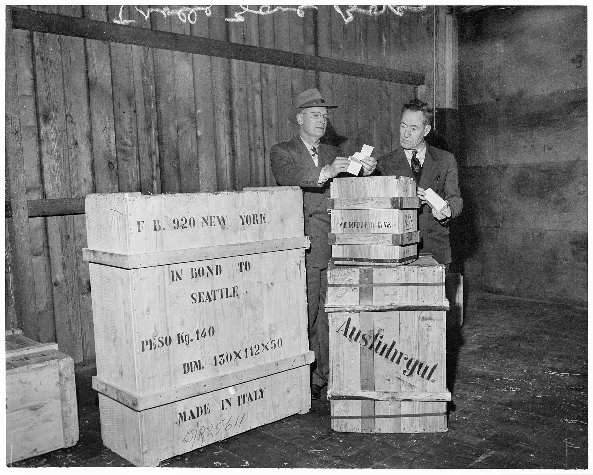 Image of Customs officials working at Foreign Trade Zone, Seattle, March 1950