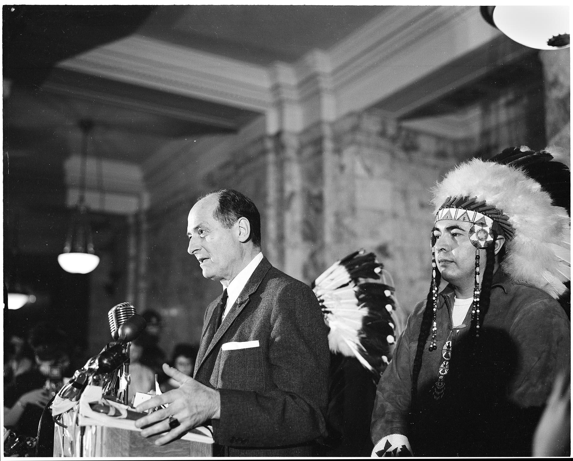 Image of Governor Rosellini at State Capitol building, Olympia, March 3, 1964