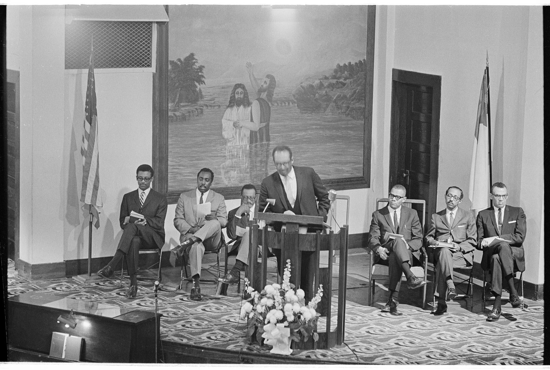 Image of Pastors leading memorial service for Martin Luther King, Jr., Seattle, April 4, 1968