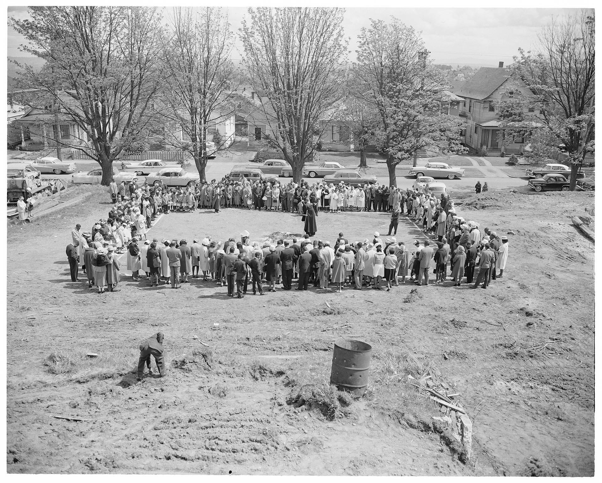 Image of Pastor McKinney leading ground breaking ceremony, Seattle, April 28, 1962