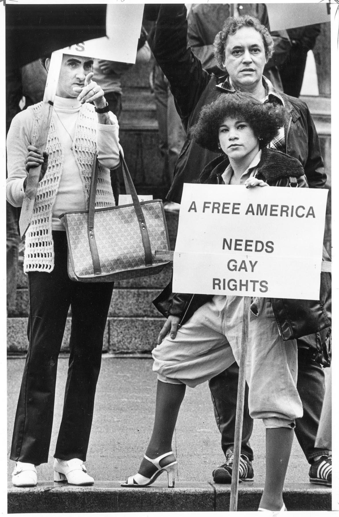 Image of Immoral Minority members protesting fundamentalist rally, Olympia, May 18, 1981