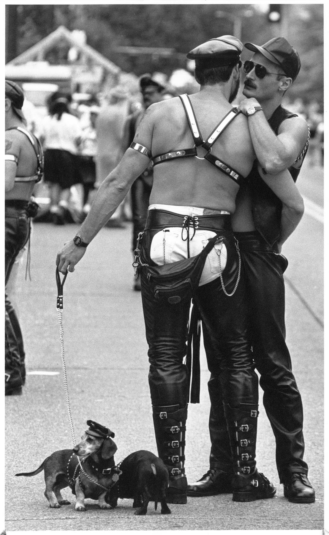 Image of Gay couple in Pride parade, Seattle, June 28, 1992