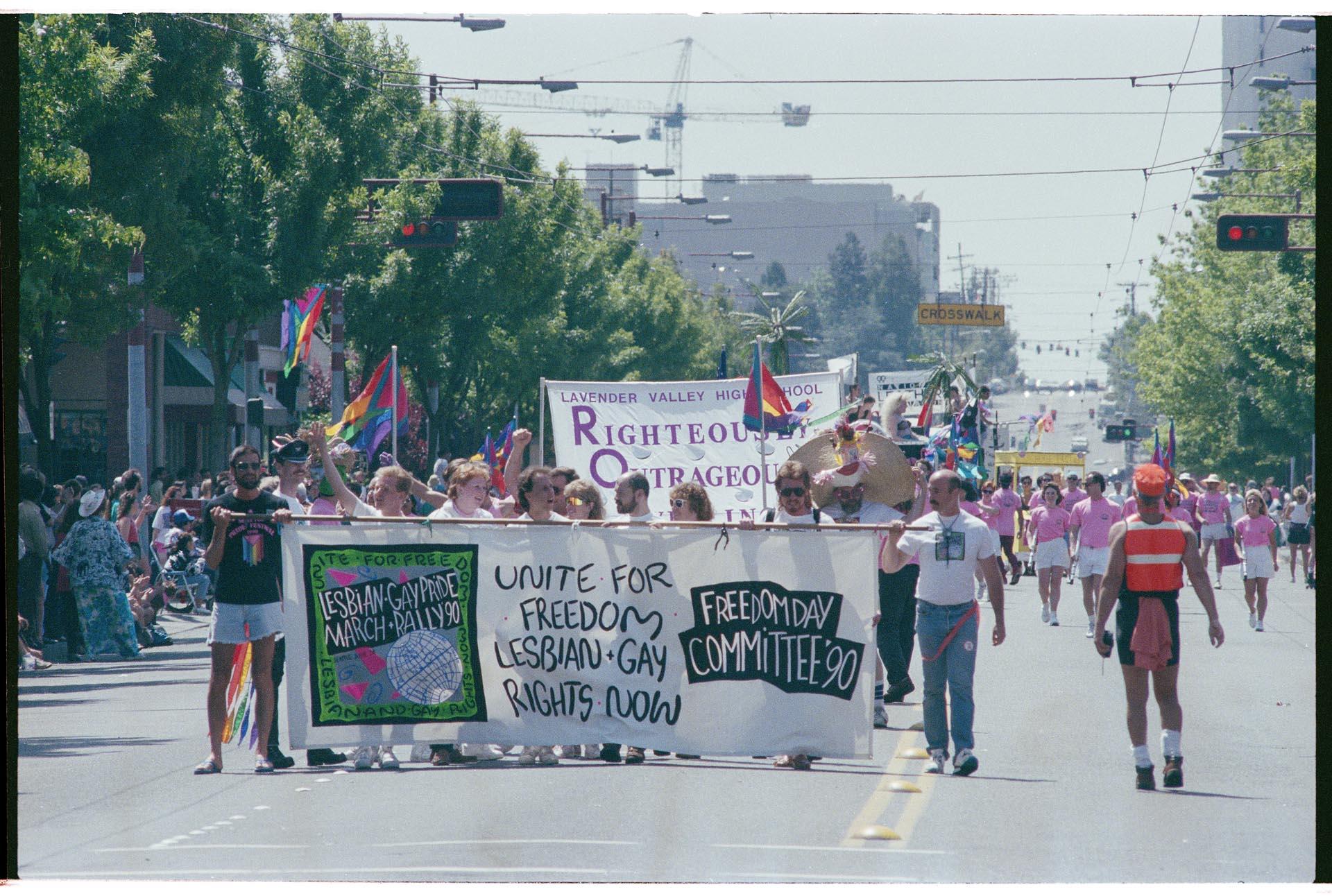 Image of Activists marching in Pride parade, Seattle, June 24, 1990