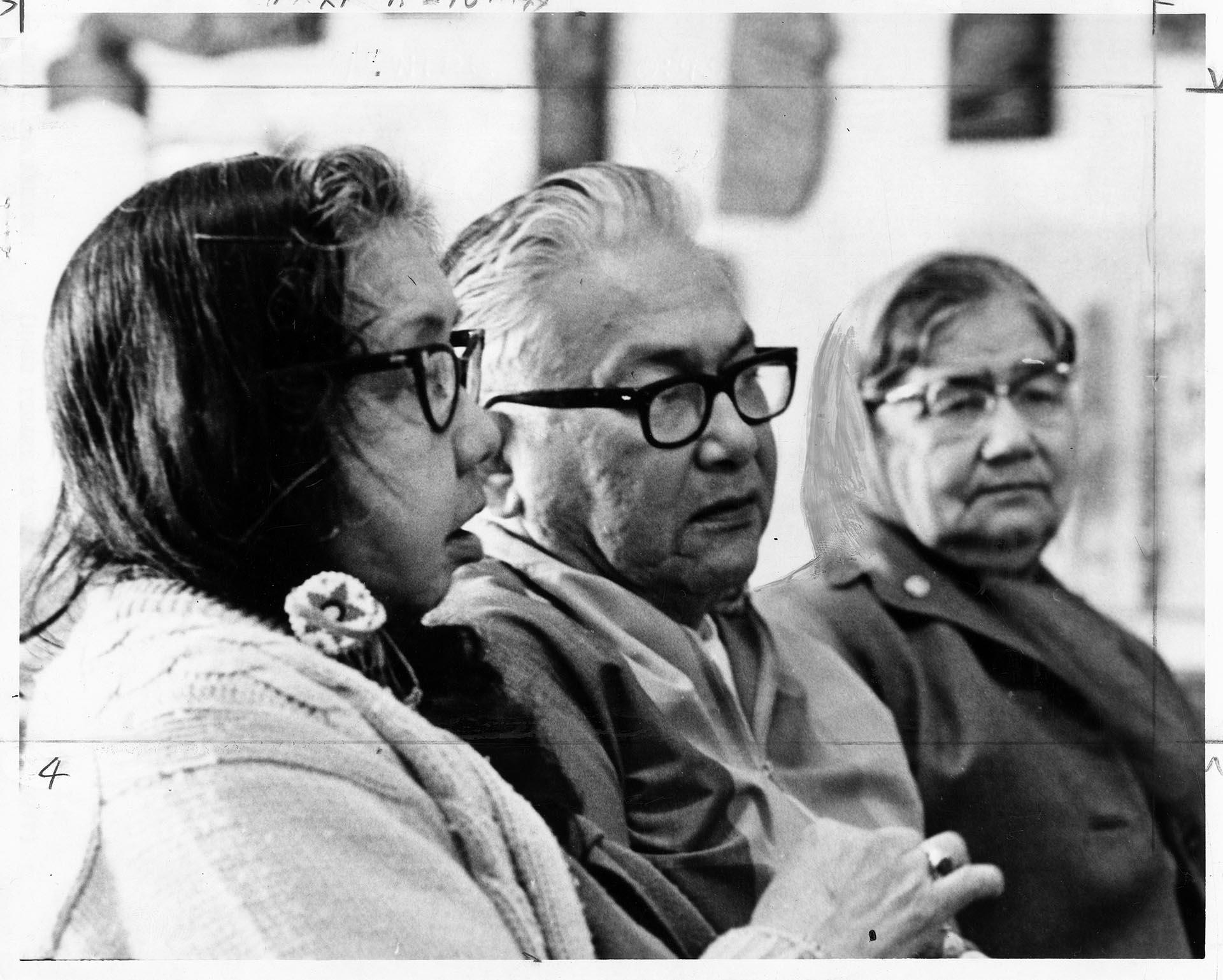 Image of Lottie J. Fenton, Charles James, and Ione H. Knox in Seattle, May 2, 1971