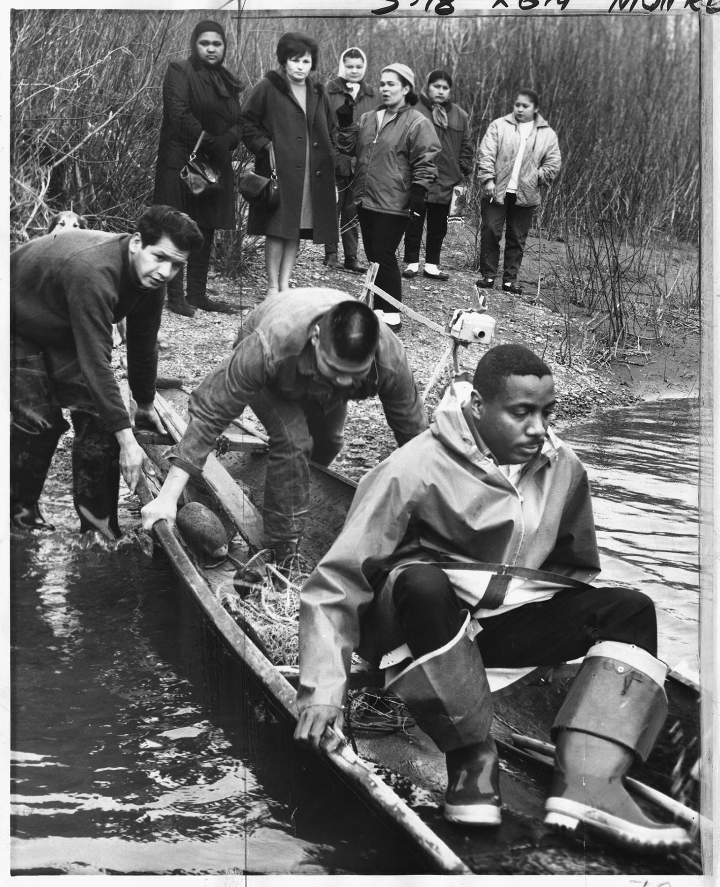 Image of Dick Gregory on Nisqually River, March 1, 1966
