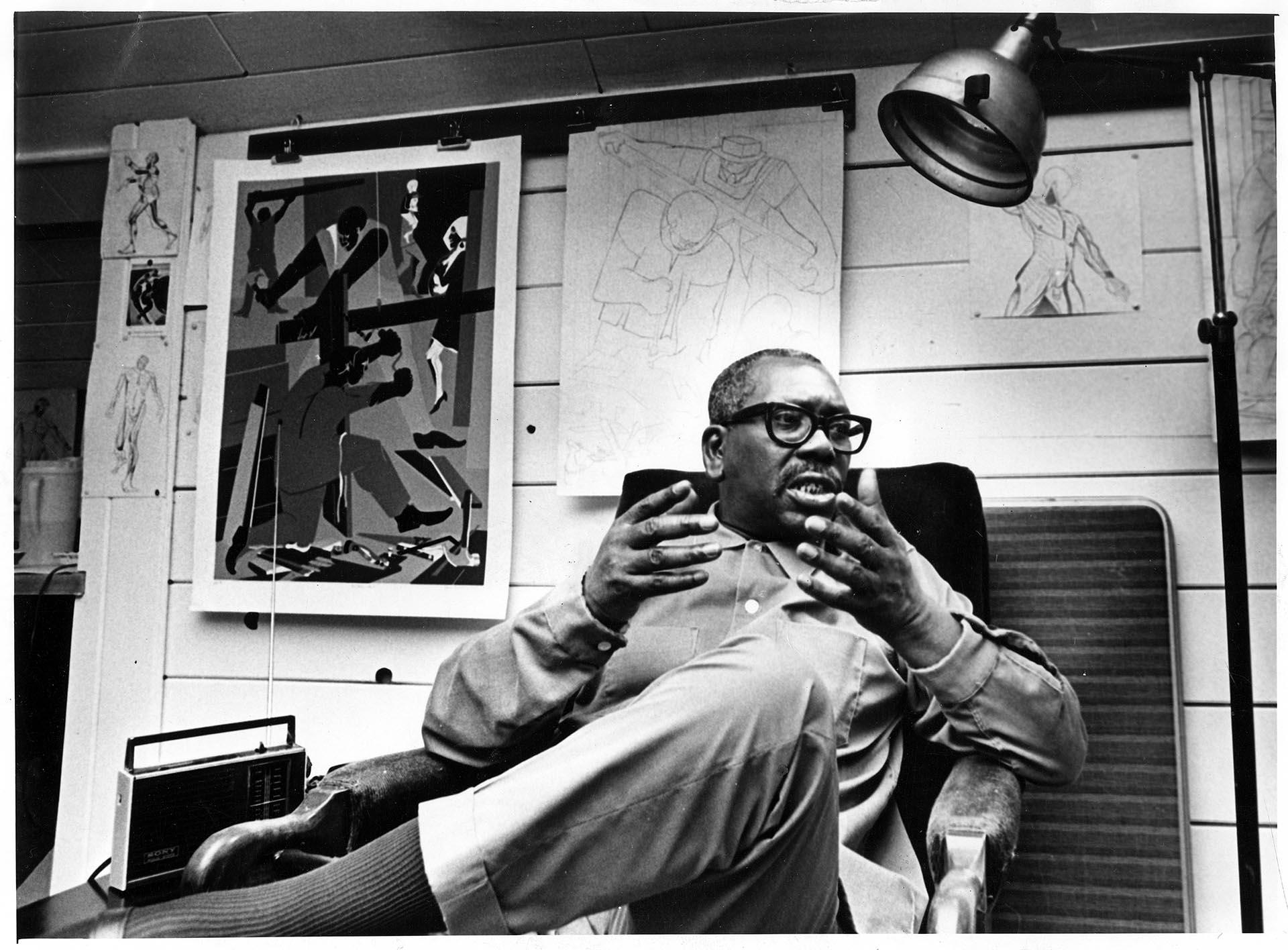 Image of Jacob Lawrence at home, Seattle, November 13, 1974