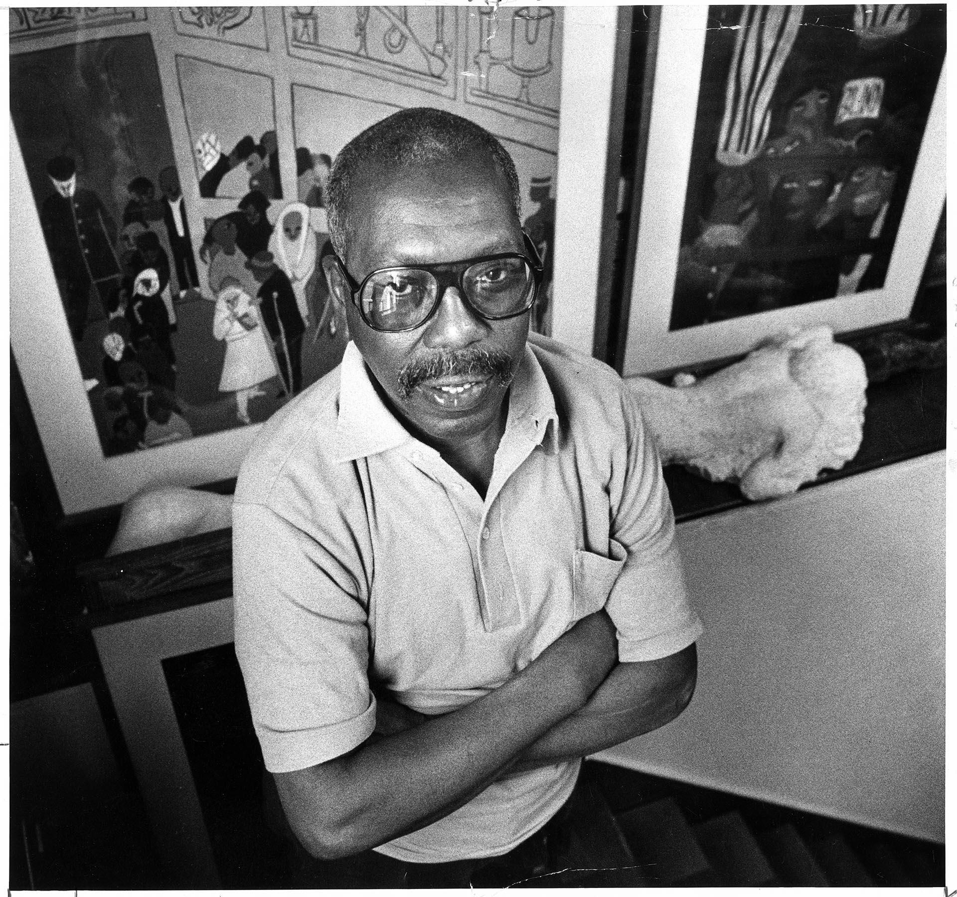 Image of Jacob Lawrence at home, Seattle, April 4, 1980