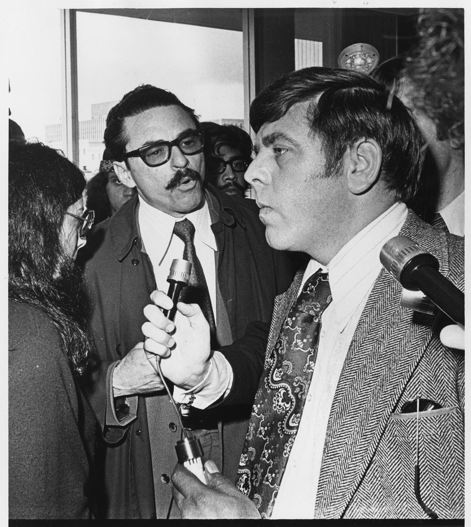 Image of Keo Capastany and Robert Gogerty at Mayor's office sit-in, April 5, 1973