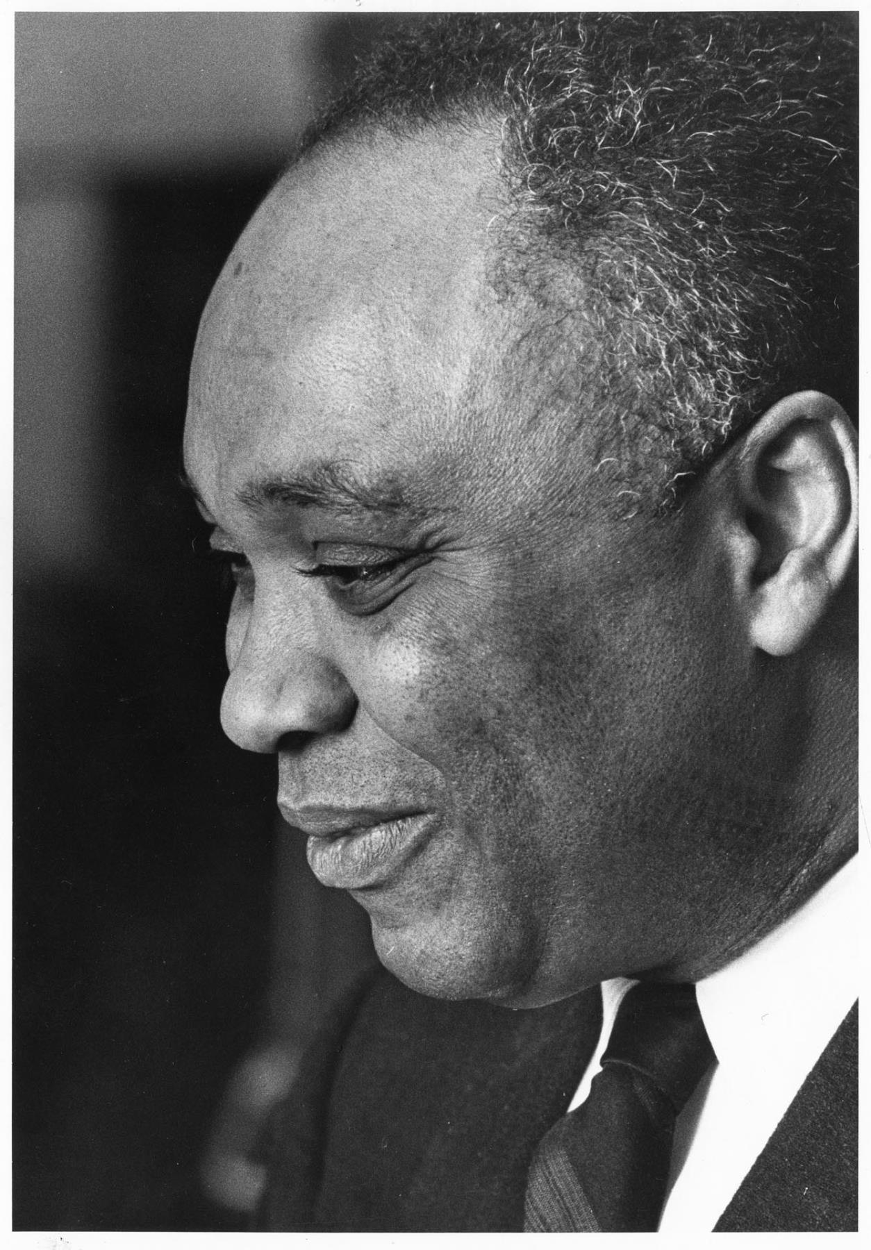 Image of Keve Bray at panel discussion at Seattle University, December 3, 1967
