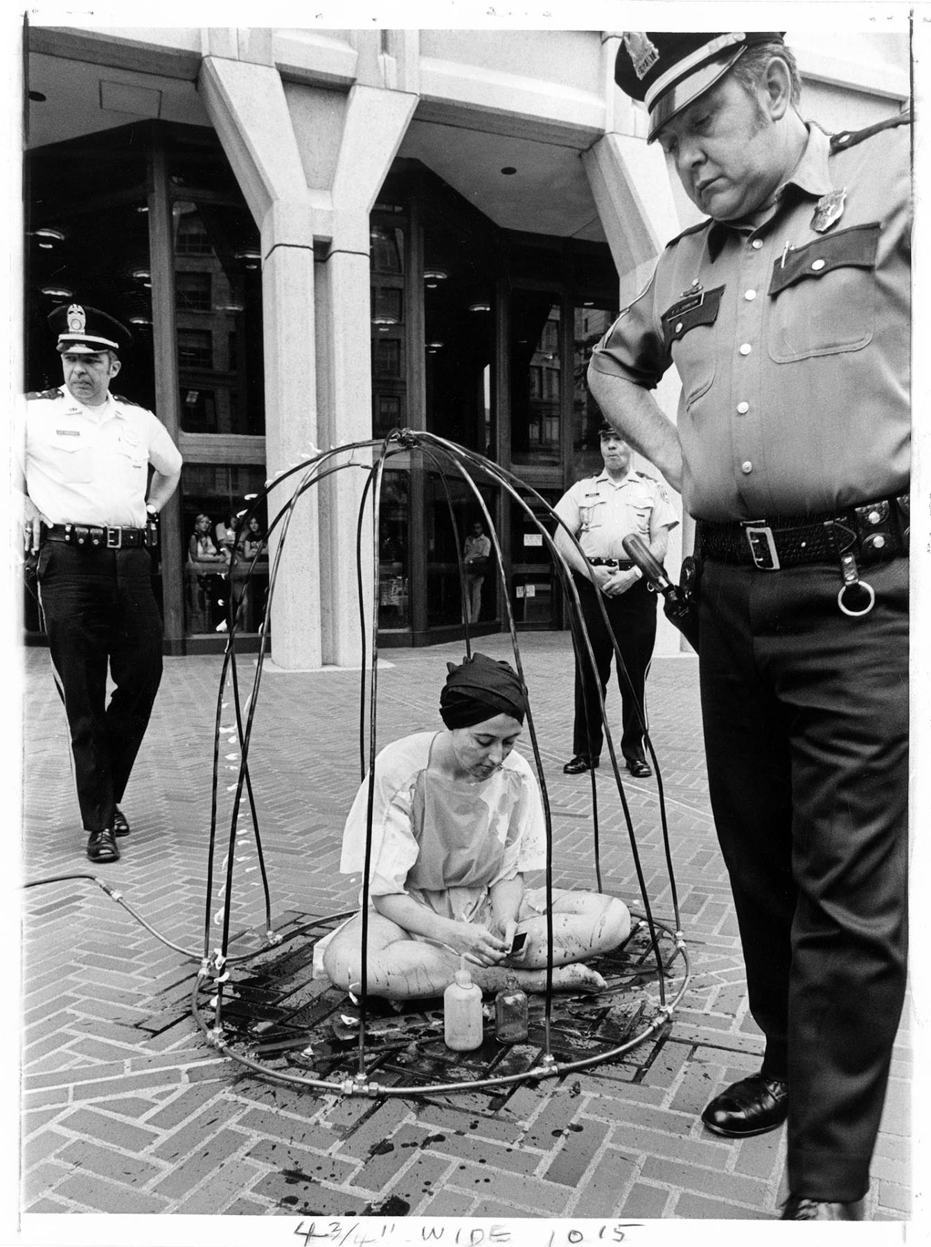 Image of Trisha Marymoon protesting at Federal Building, Seattle, August 6, 1976